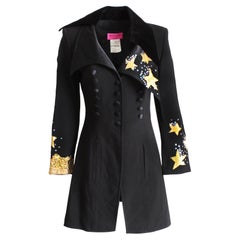 Christian Lacroix Stars and Sequins Black Structured Gabardine Velvet Jacket 