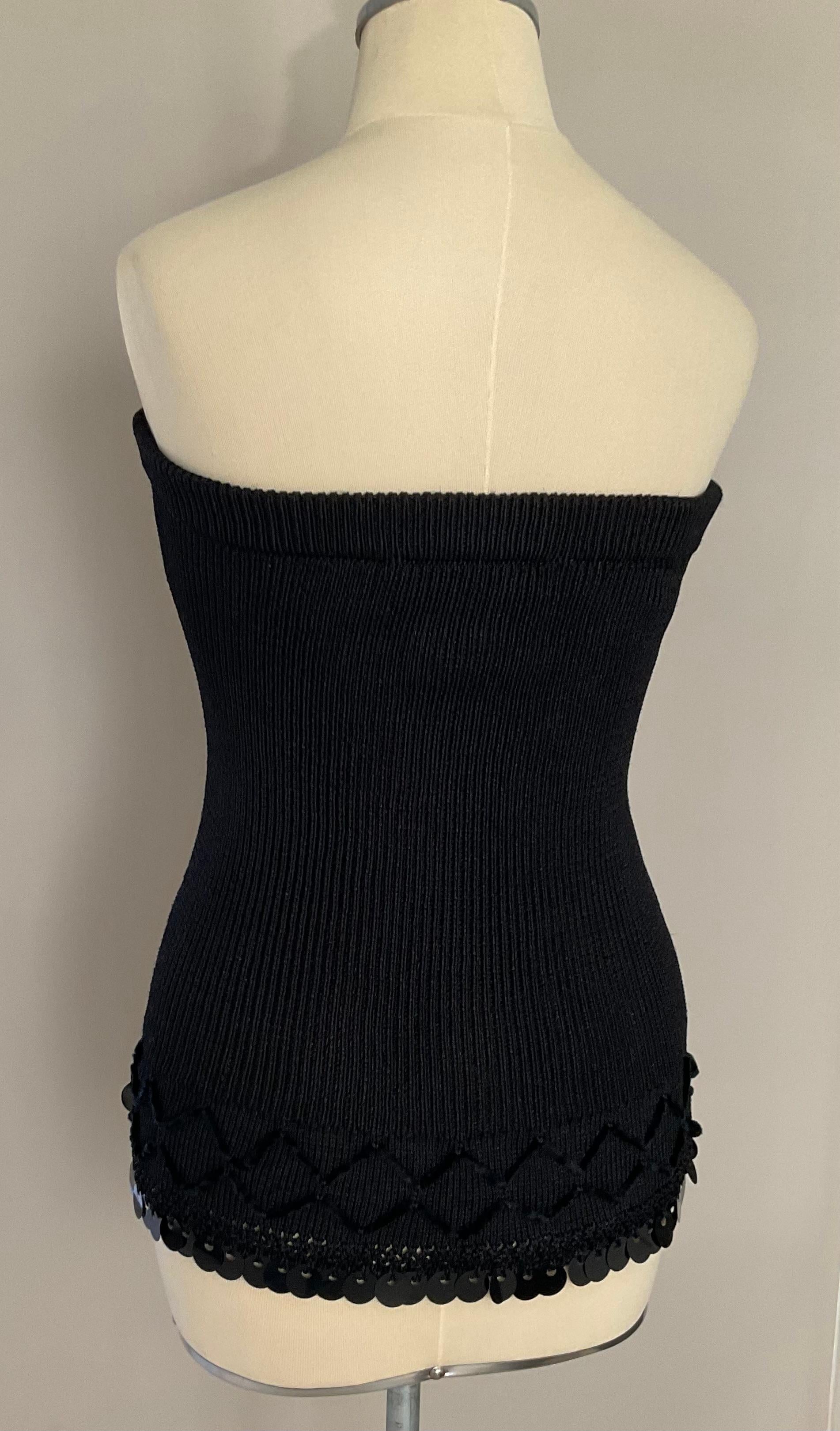 Christian Lacroix Strapless Black Sequin Top S In Excellent Condition For Sale In 'S-HERTOGENBOSCH, NL