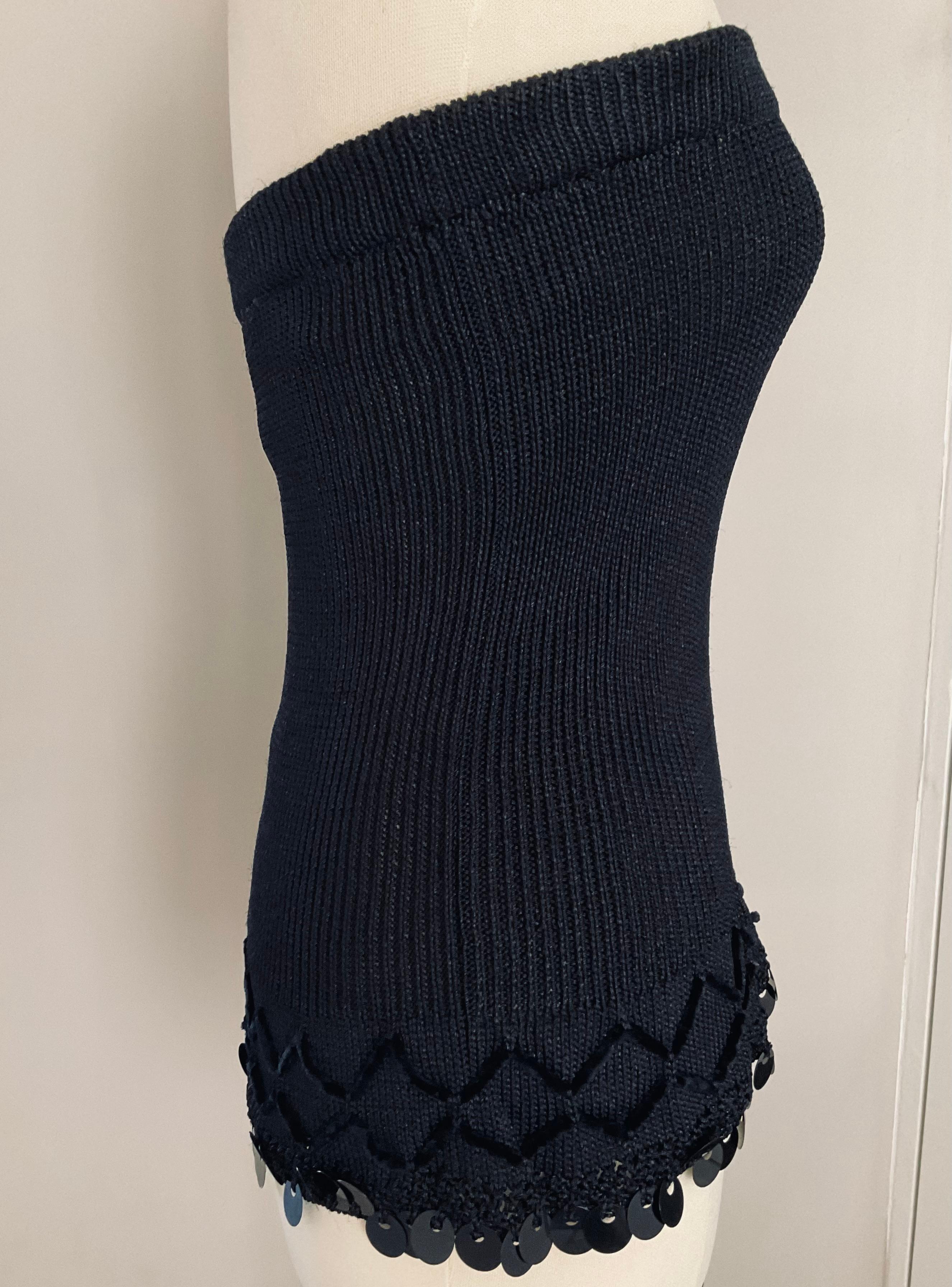 Christian Lacroix Strapless Black Sequin Top S For Sale 2