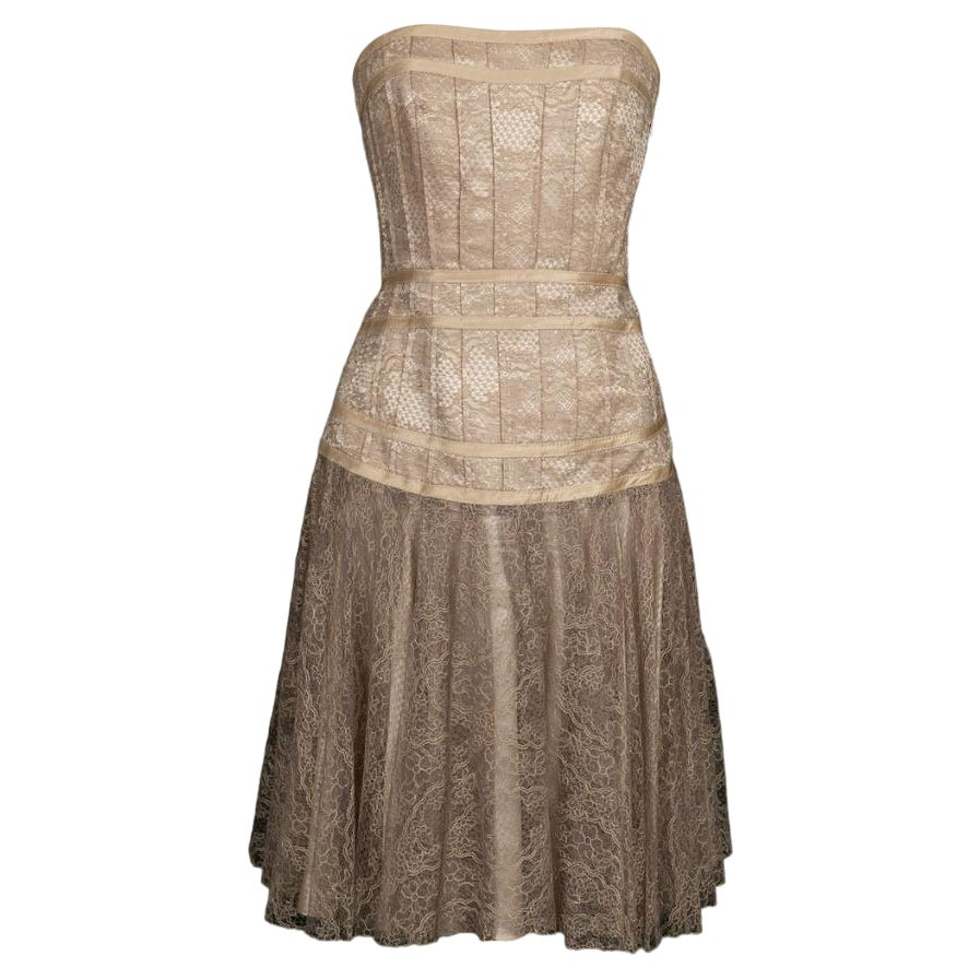 Christian Lacroix Strapless Lace Silk Dress