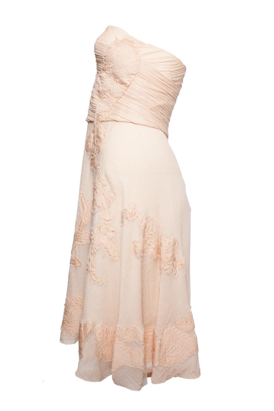 Beige Christian Lacroix, Strapless nude colored dress For Sale