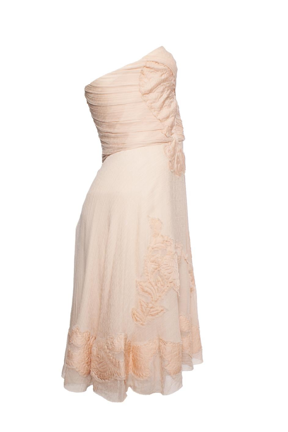 Christian Lacroix, Strapless nude colored dress For Sale 1