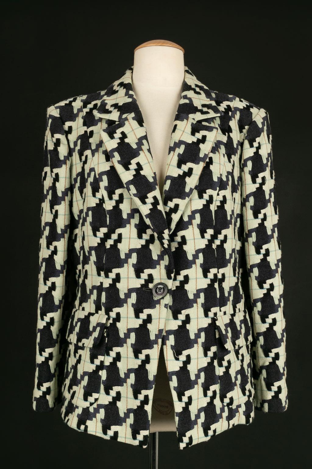Christian Lacroix Suit Skirt and Jacket in Wool with Houndstooth Pattern For Sale 1
