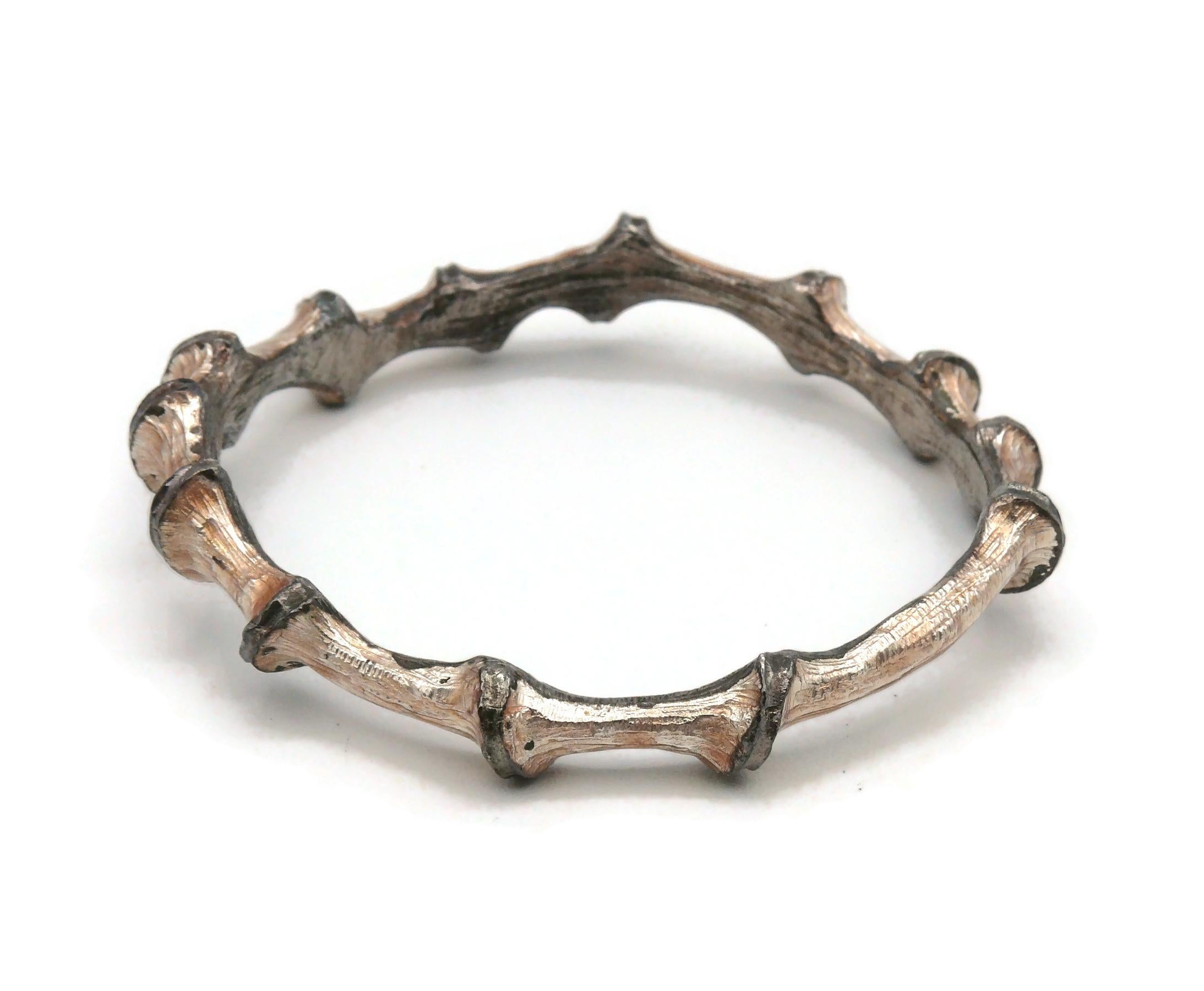 CHRISTIAN LACROIX Attributed To Vintage Distressed Bamboo Design Bangle Bracelet For Sale 2