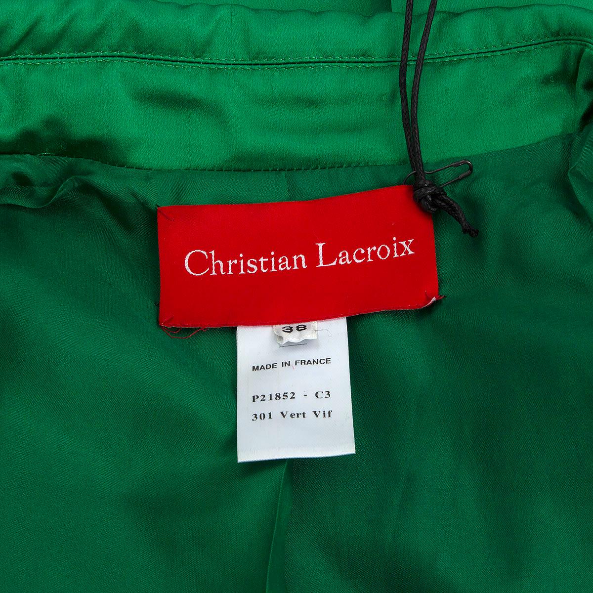 CHRISTIAN LACROIX Vert Vif green cotton SATIN CLASSIC Coat Jacket 38 S 2