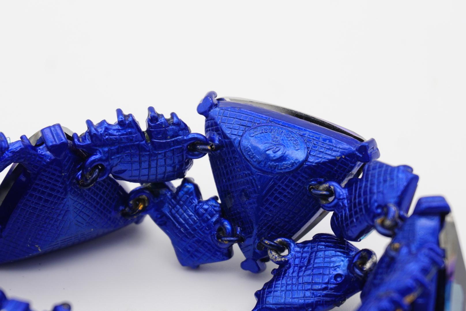 Christian Lacroix Vintage 1980s Crystals Navy Purple Iridescent Bangle Bracelet For Sale 8