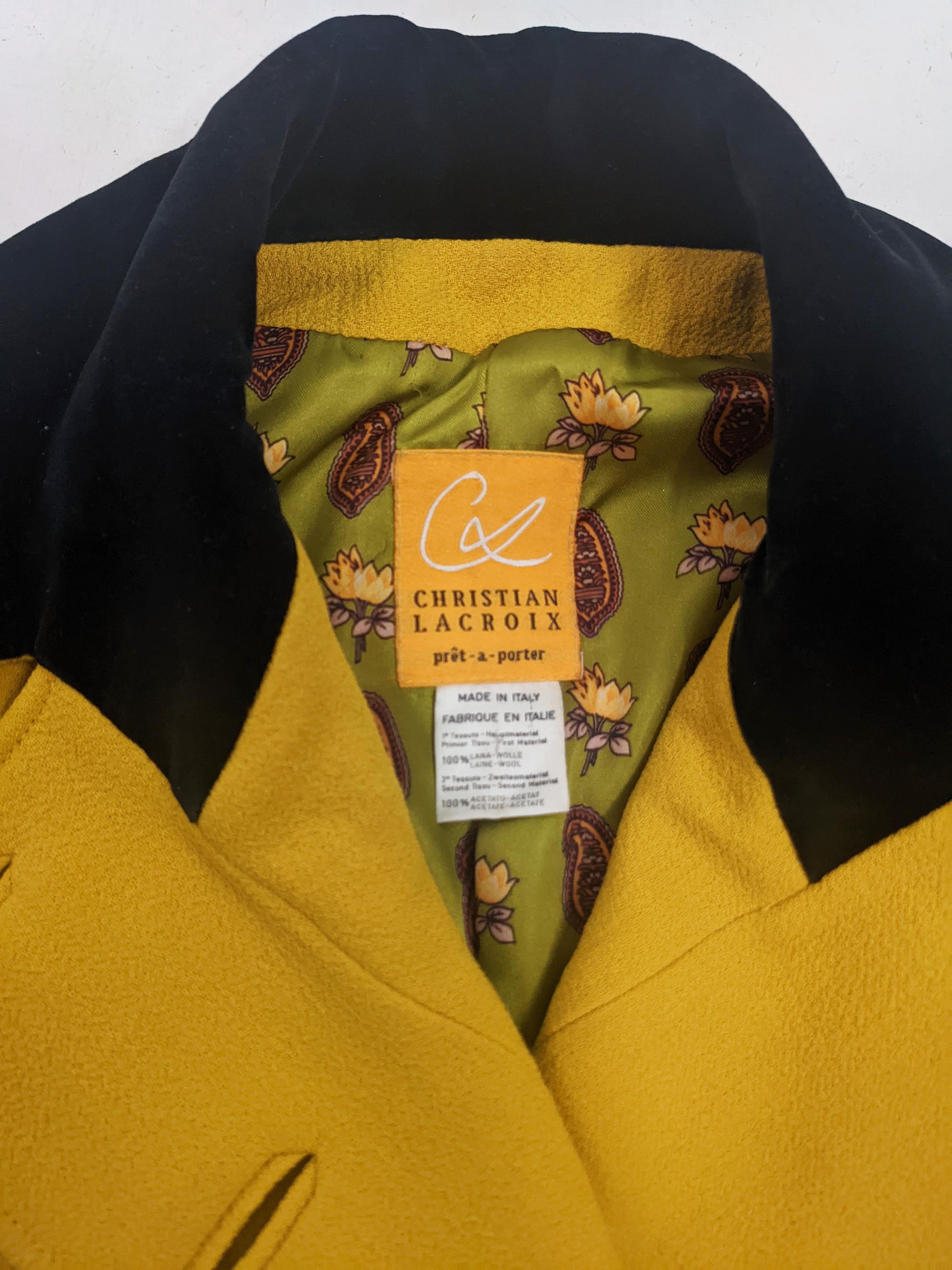 Christian Lacroix Vintage 1980s Mustard Yellow Riding Jacket Victorian Jacket For Sale 4