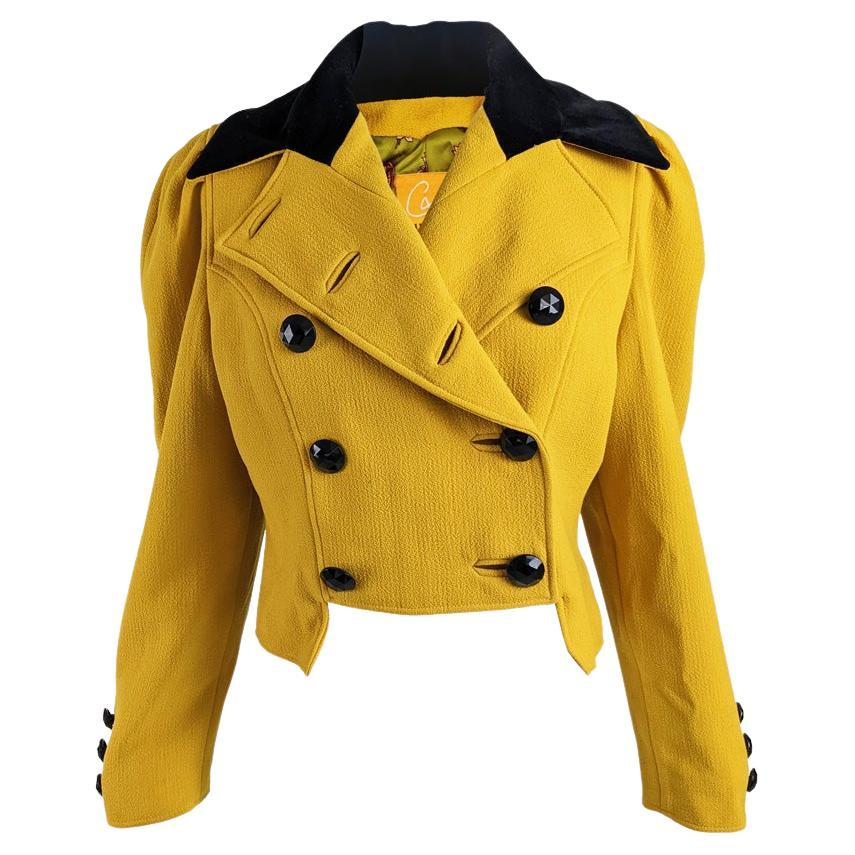 Christian Lacroix Vintage 1980s Mustard Yellow Riding Jacket Victorian Jacket For Sale