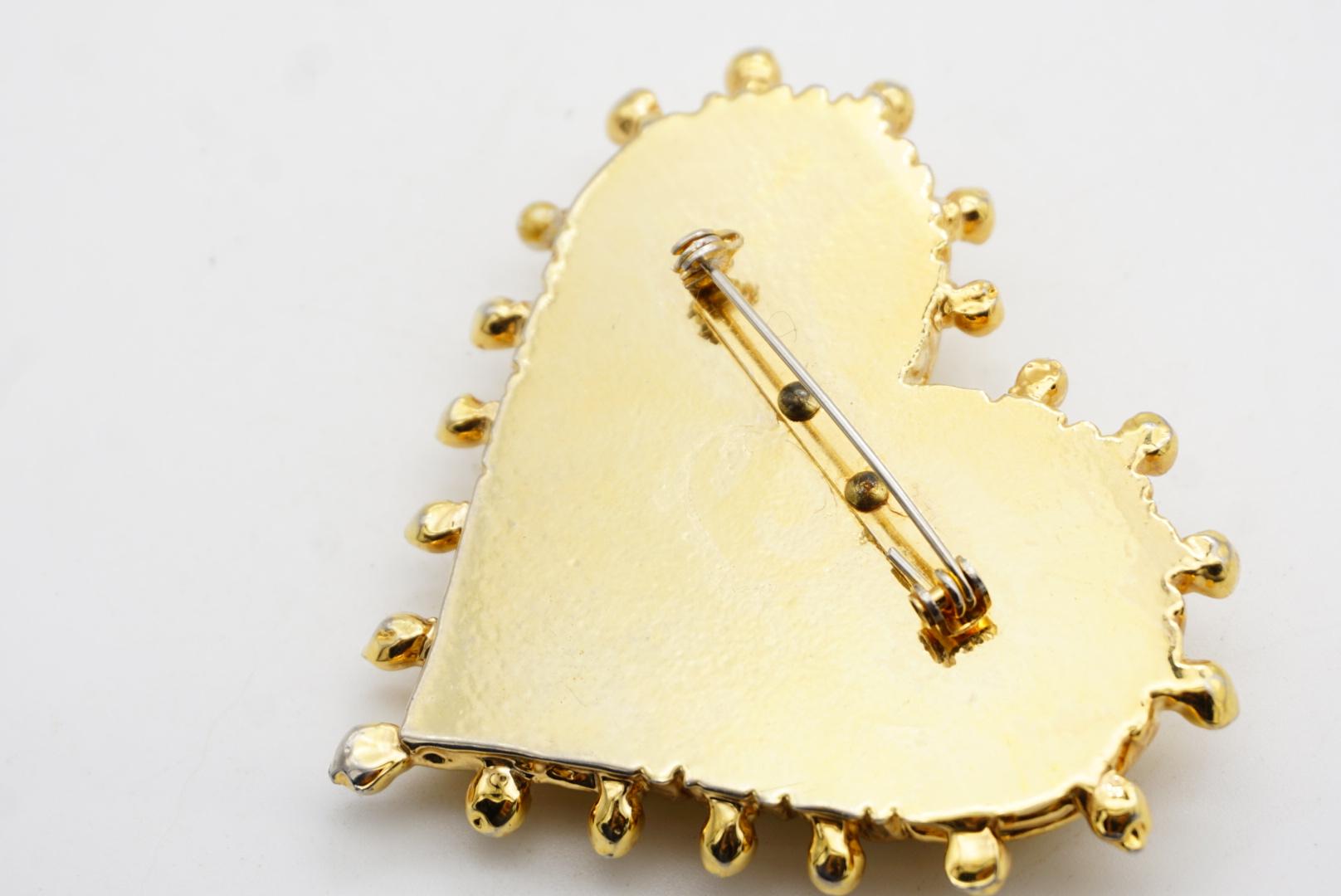 Christian Lacroix Vintage 1990 Gold texturiert riesige Crisscross Herz Dots Brosche im Angebot 8