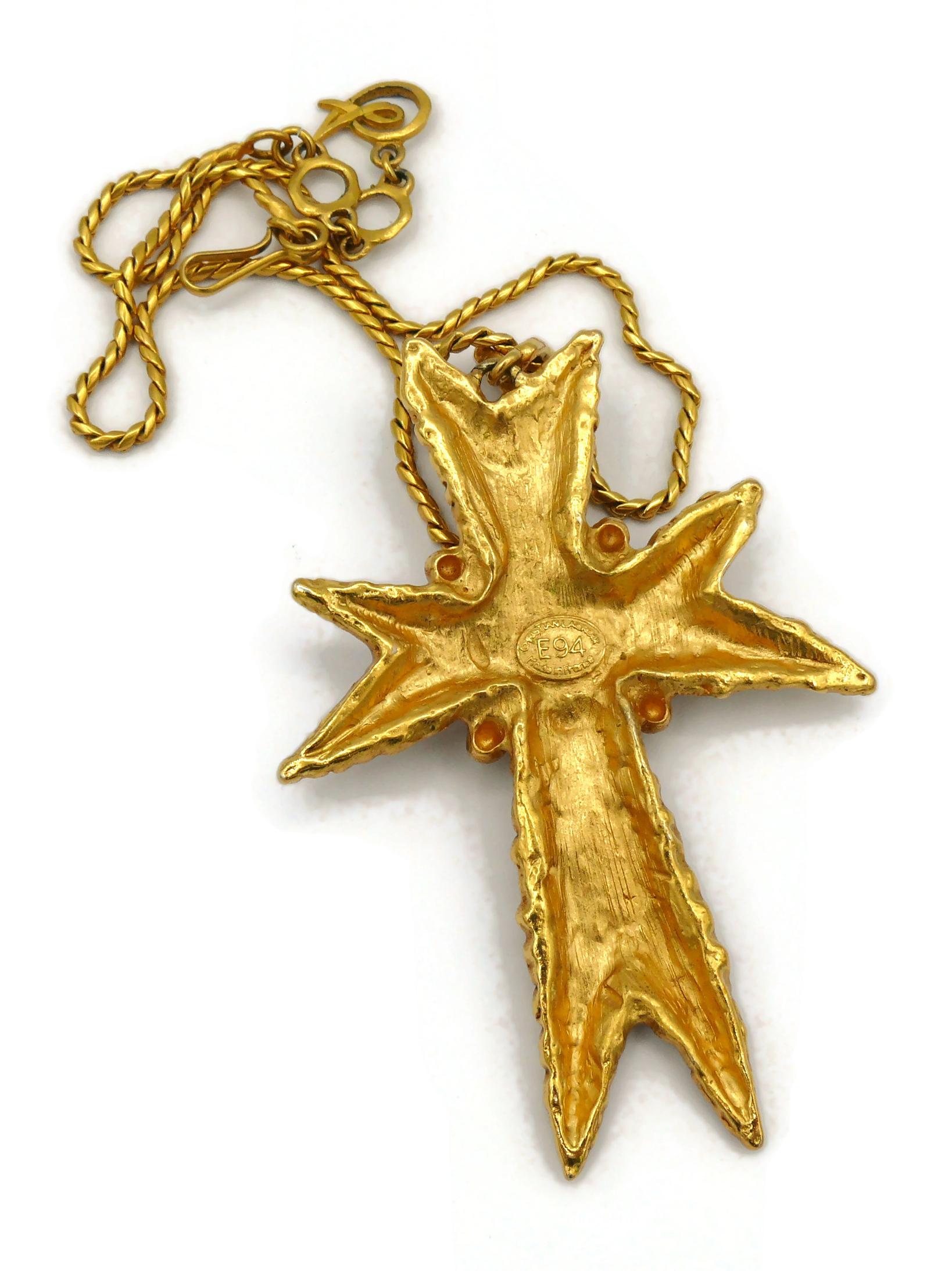 CHRISTIAN LACROIX Vintage 1994 Enamel Cross Pendant Necklace For Sale 5