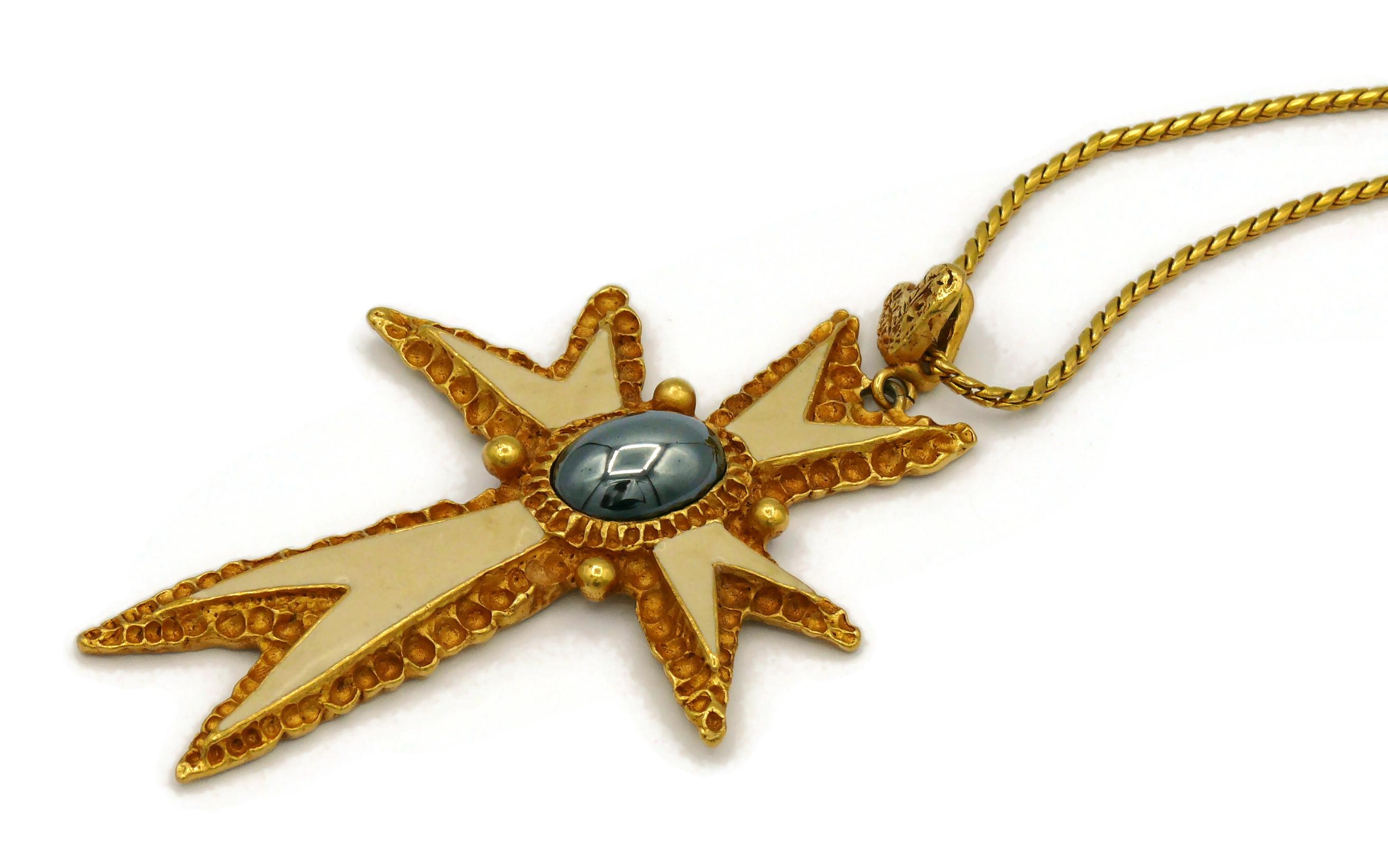 Women's CHRISTIAN LACROIX Vintage 1994 Enamel Cross Pendant Necklace For Sale