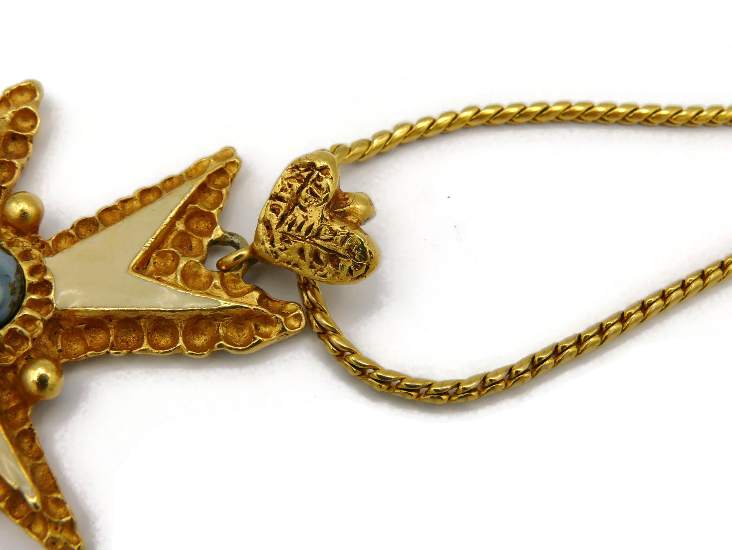 CHRISTIAN LACROIX Vintage 1994 Enamel Cross Pendant Necklace For Sale 1