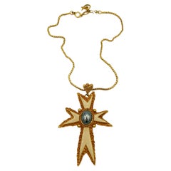 CHRISTIAN LACROIX Vintage 1994 Enamel Cross Pendant Necklace