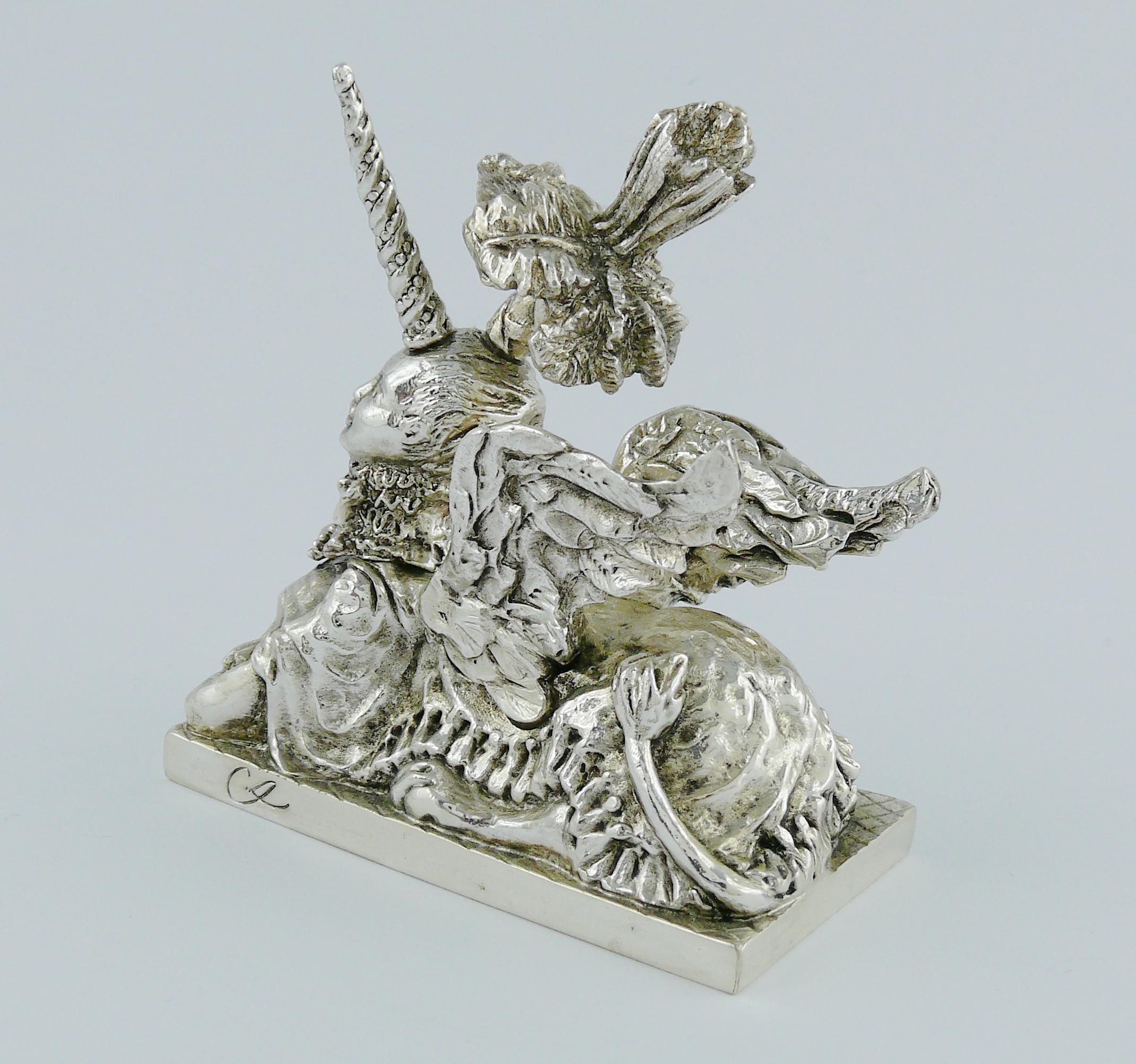 Christian Lacroix Vintage 1998 Limited Edition Silver Plated Unicorn Paperweight In Good Condition For Sale In Nice, FR