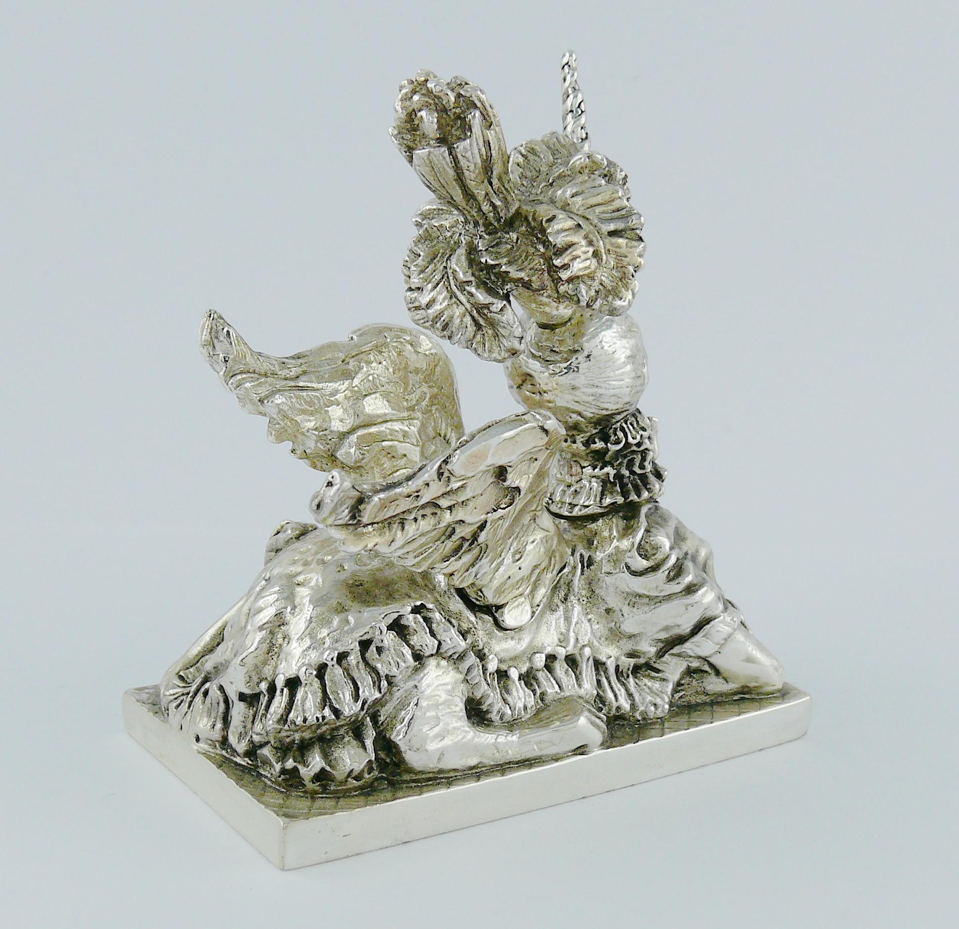 Christian Lacroix Vintage 1998 Limited Edition Silver Plated Unicorn Paperweight For Sale 1
