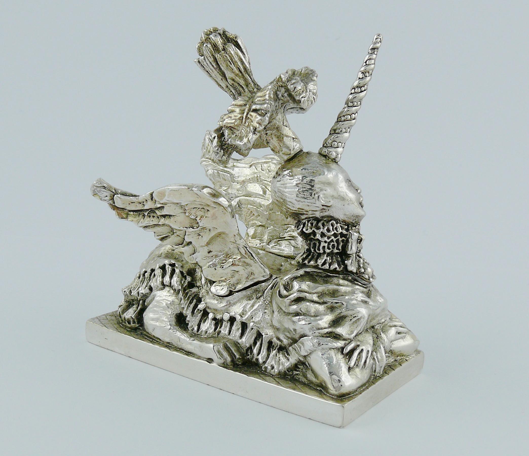 Christian Lacroix Vintage 1998 Limited Edition Silver Plated Unicorn Paperweight For Sale 2