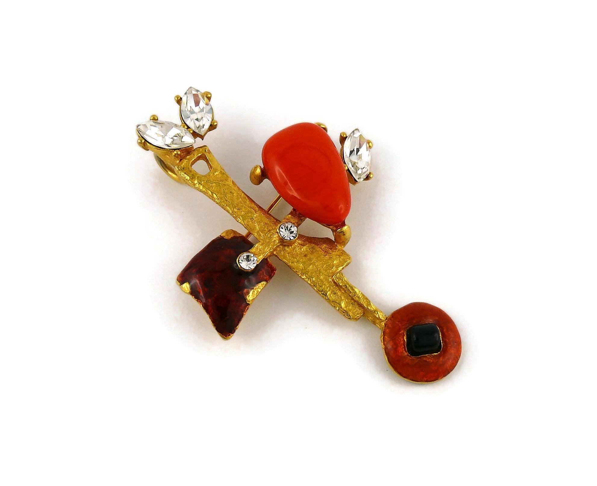 Women's Christian Lacroix Vintage Abstract Cross Brooch Pendant