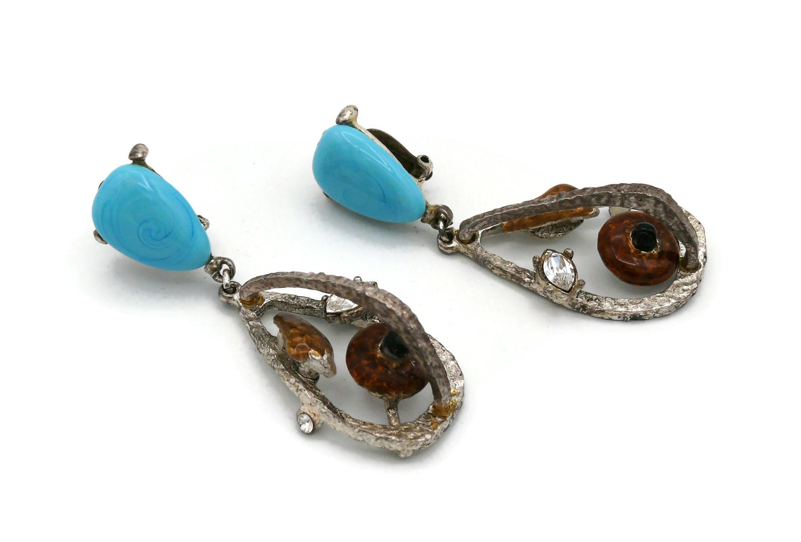 CHRISTIAN LACROIX Vintage Abstract Dangling Earrings In Fair Condition For Sale In Nice, FR