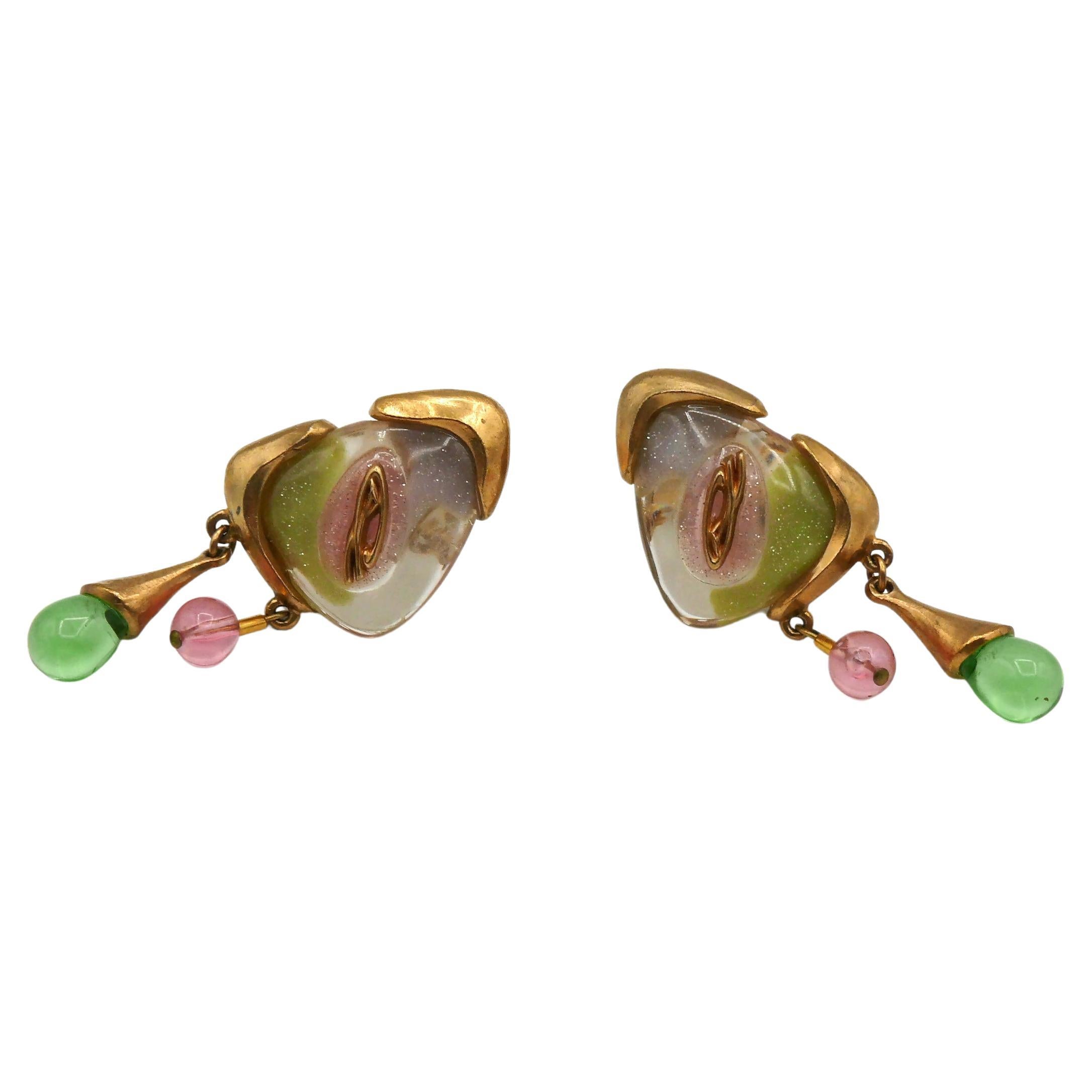 CHRISTIAN LACROIX Vintage Abstract Dangling Earrings For Sale