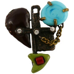 Christian Lacroix Vintage Abstract Heart Brooch Limited Edition Christmas 1996
