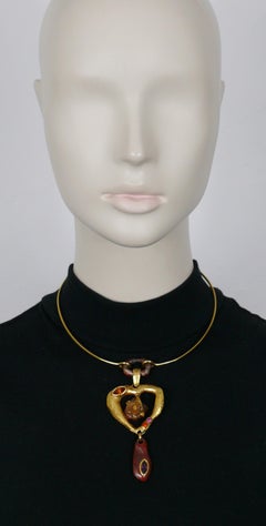 CHRISTIAN LACROIX Vintage Abstract Heart Jewelled Choker Necklace