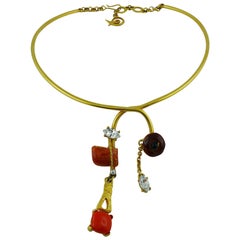 Christian Lacroix Vintage Abstrakte juwelenbesetzte Choker-Halskette