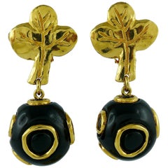 Christian Lacroix Vintage Abstract Tree and Ball Dangling Earrings