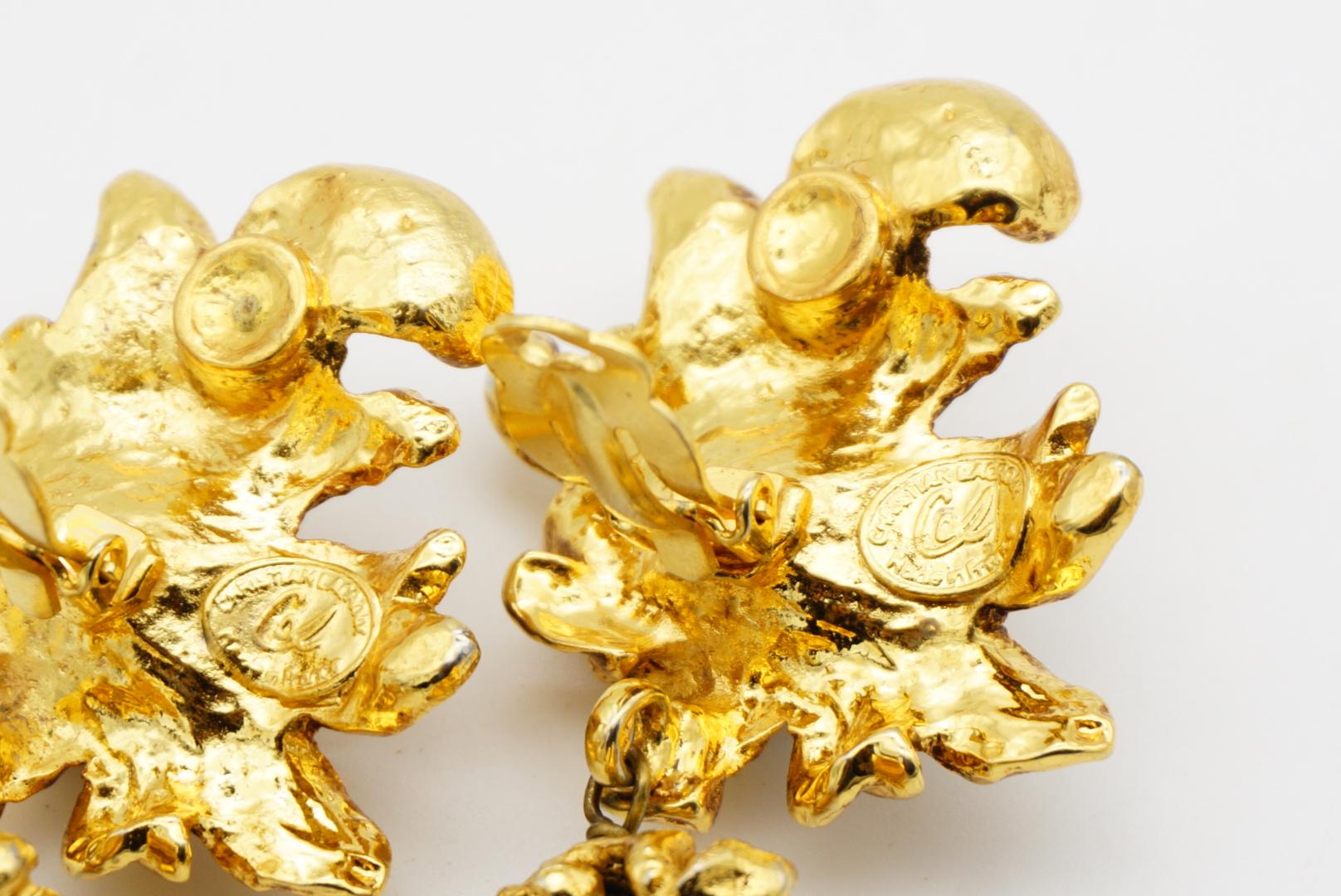 Christian Lacroix Pendientes gruesos Vintage Barroco Flor de rosa Perla Gota de agua en venta 11