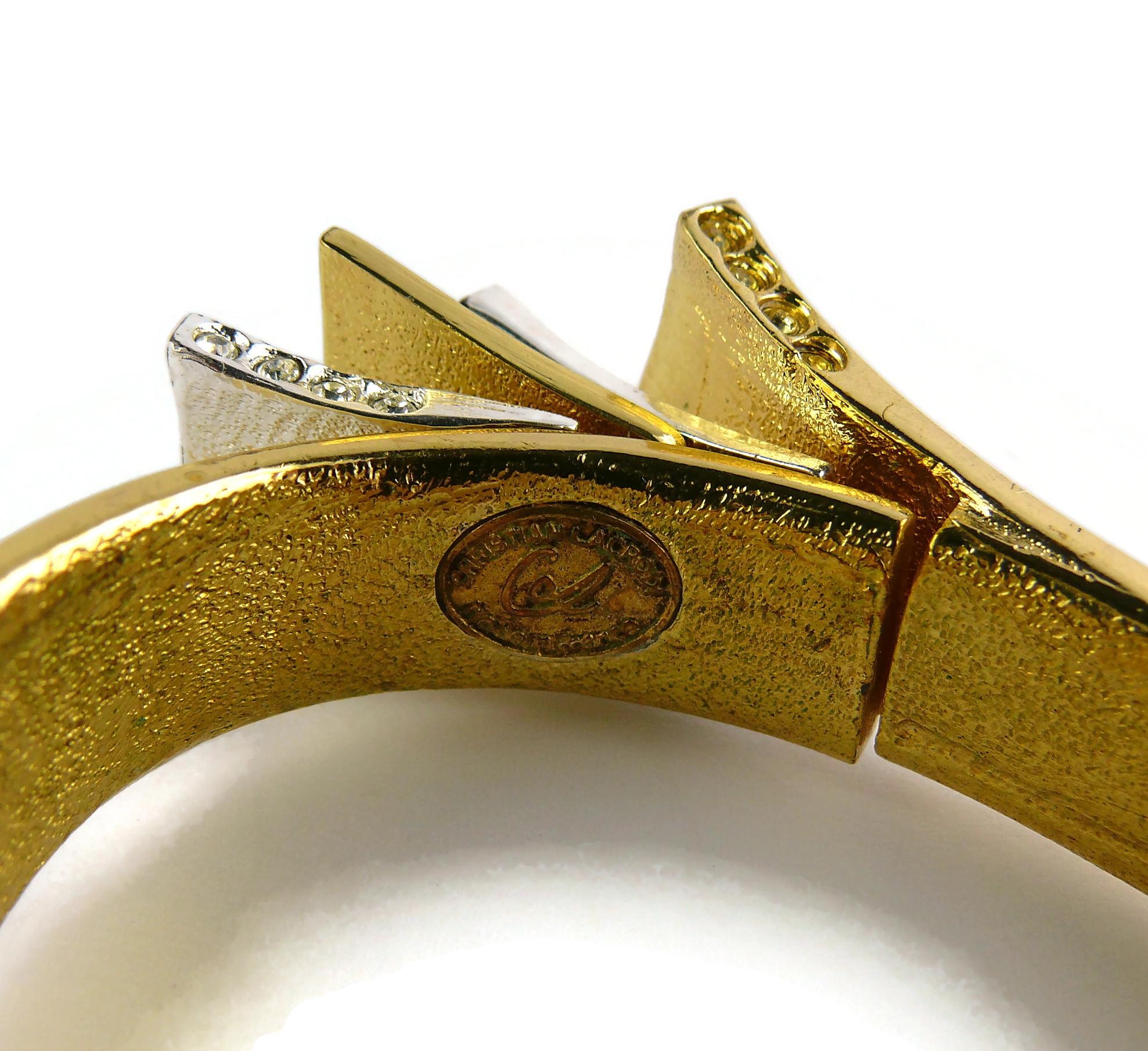 Christian Lacroix Vintage Bi Toned Jewelled Clamper Bracelet For Sale 6