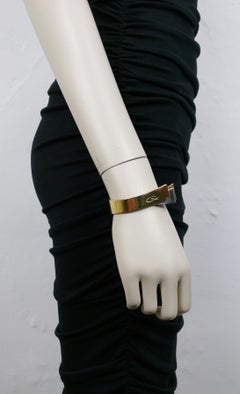 Christian Lacroix Vintage Bi Toned Jewelled Clamper Bracelet