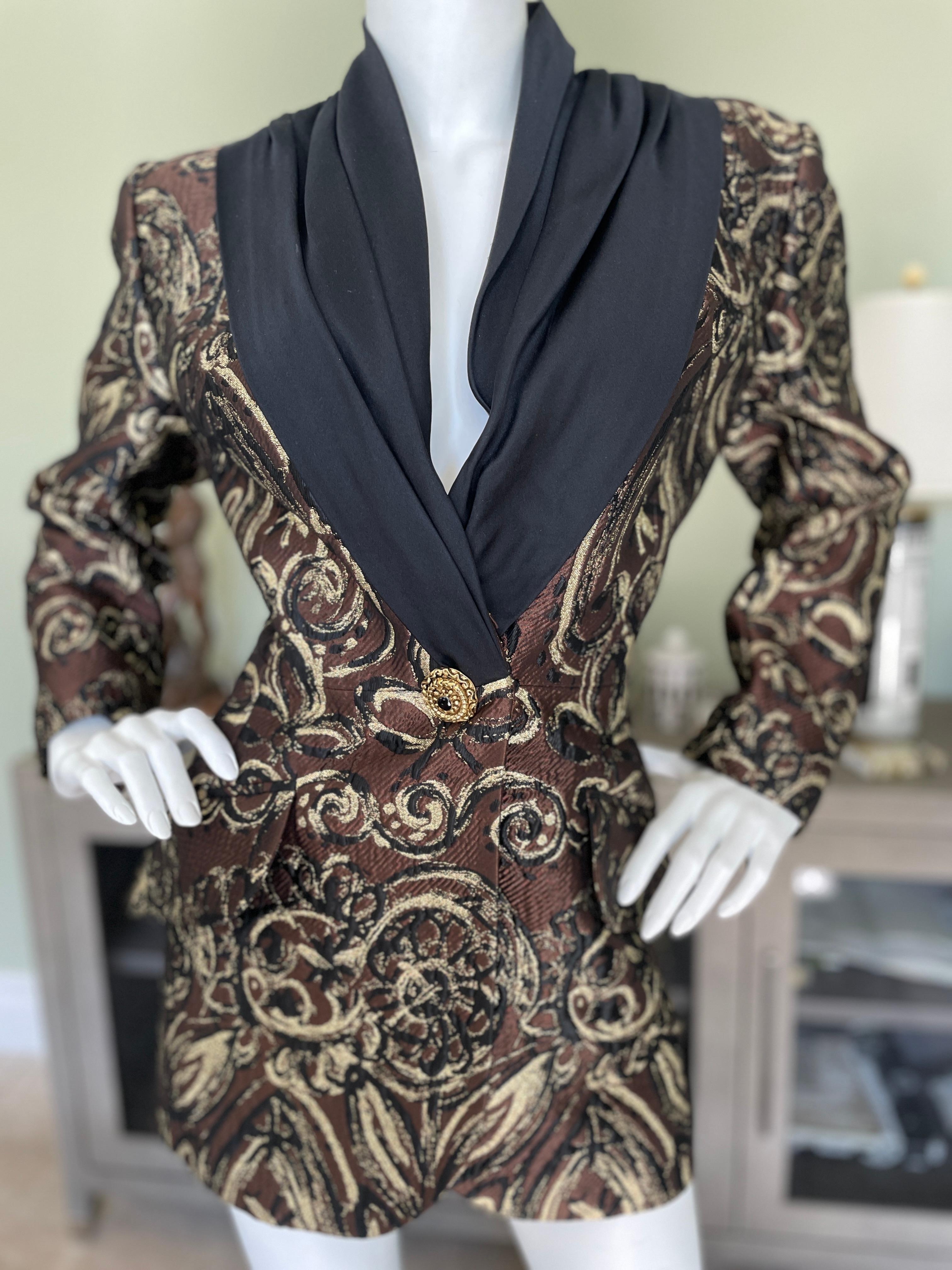 Women's Christian Lacroix Vintage Black and Gold Arlesien Pattern Brocade Jacket For Sale