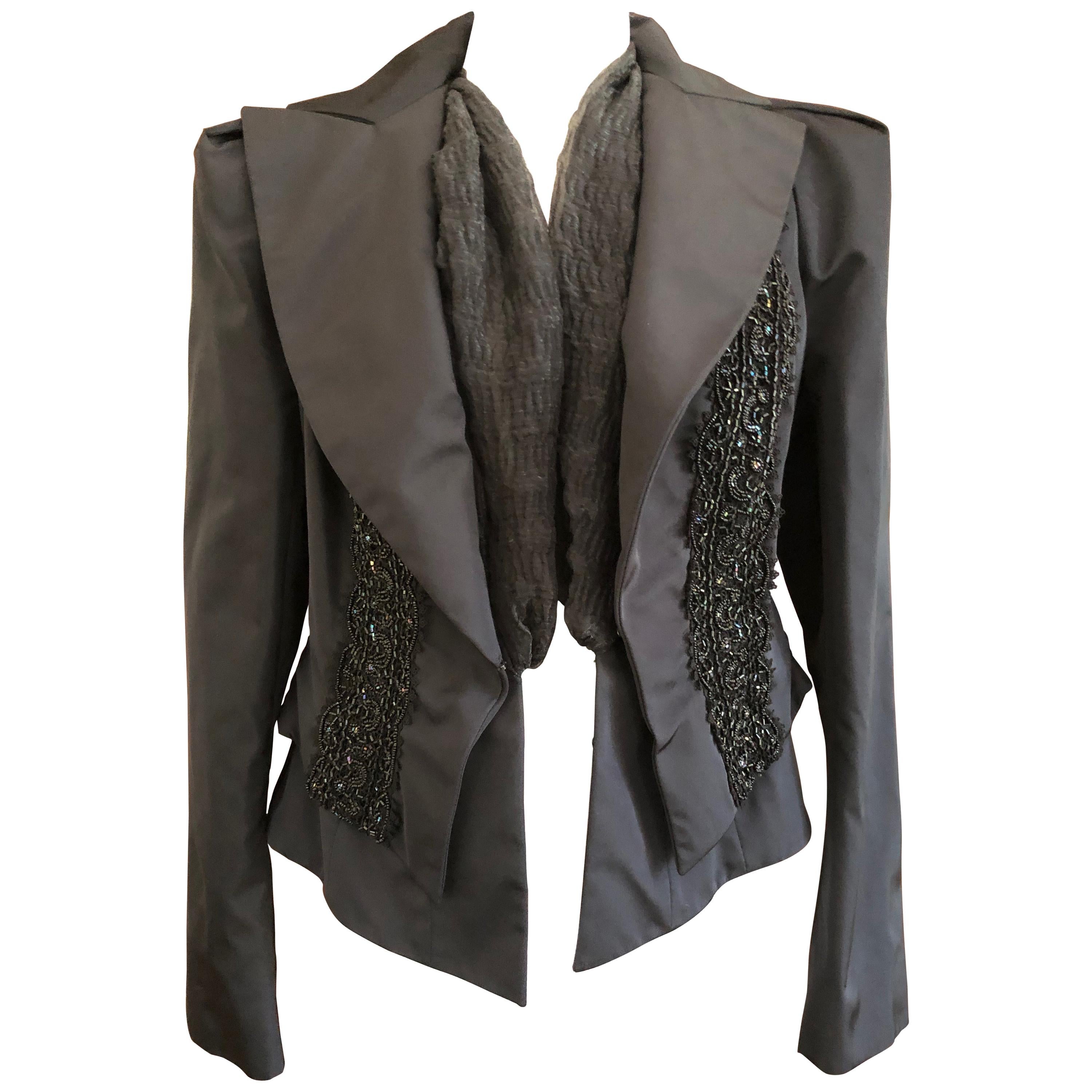 Christian Lacroix Vintage Black Beaded Evening Jacket from Autumn 1999 For Sale