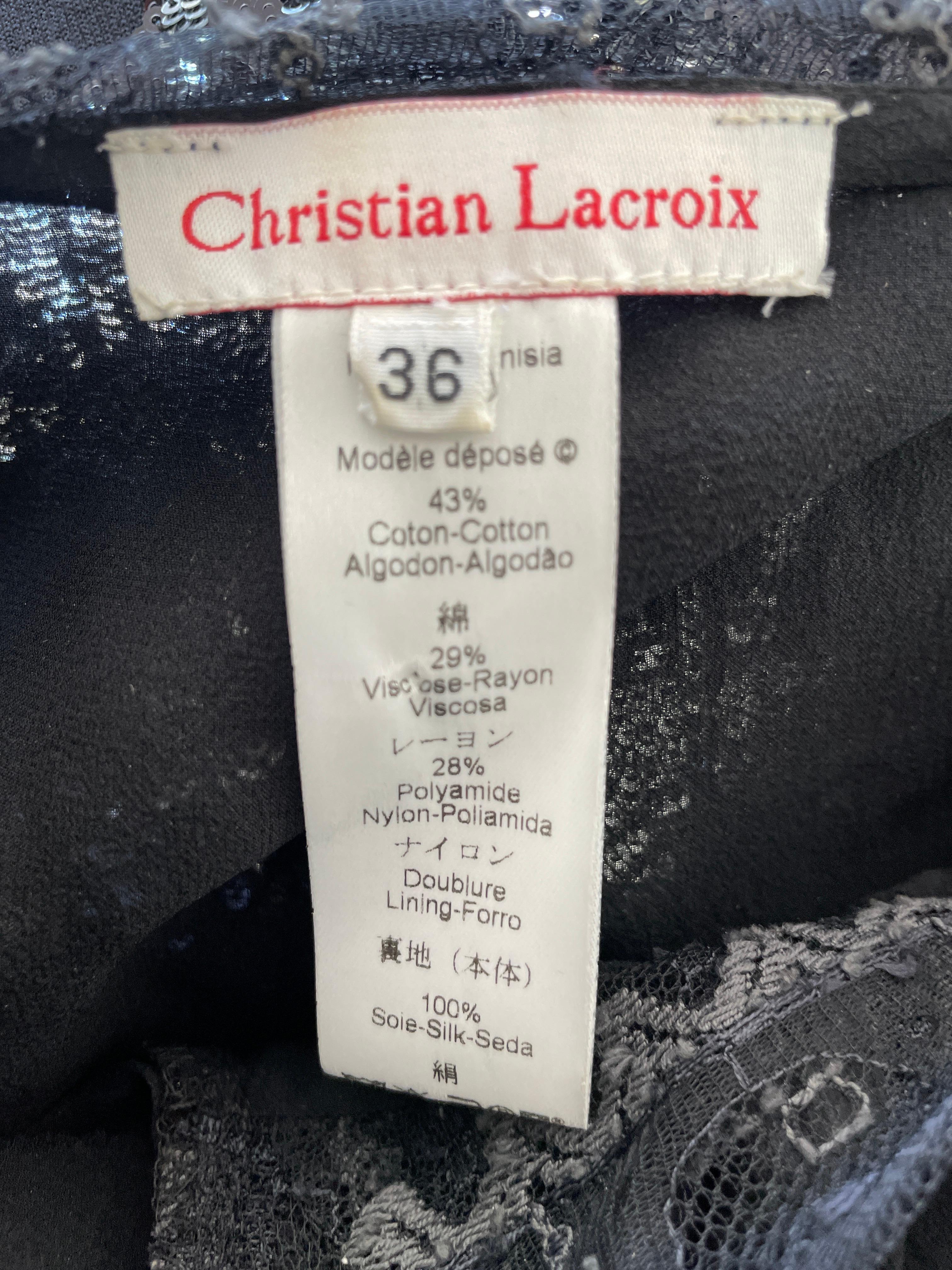 Christian Lacroix Vintage Schwarzes Cocktailkleid mit Ösen aus Baumwollmischung im Angebot 5
