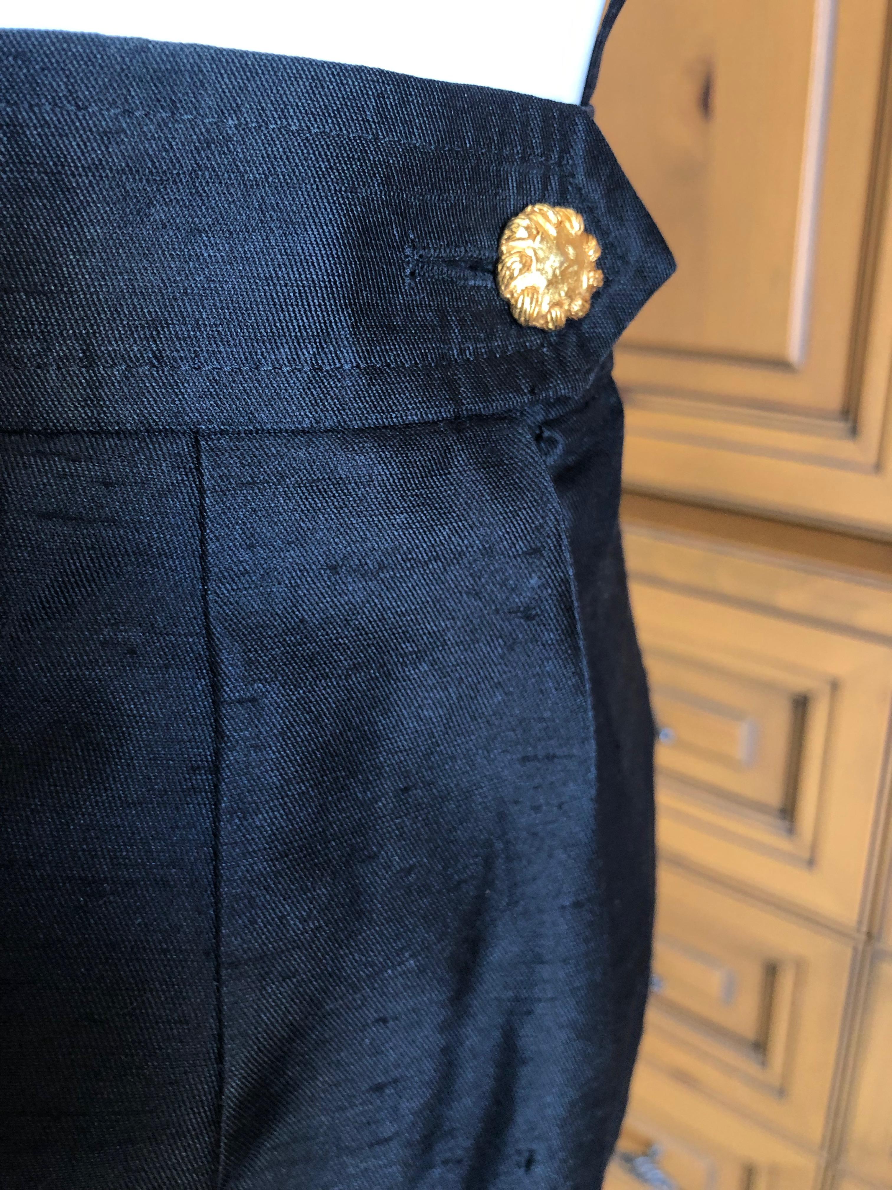 Christian Lacroix Vintage Black Dupioni Silk Suit with Bold Gold Faucet Buttons In Excellent Condition For Sale In Cloverdale, CA