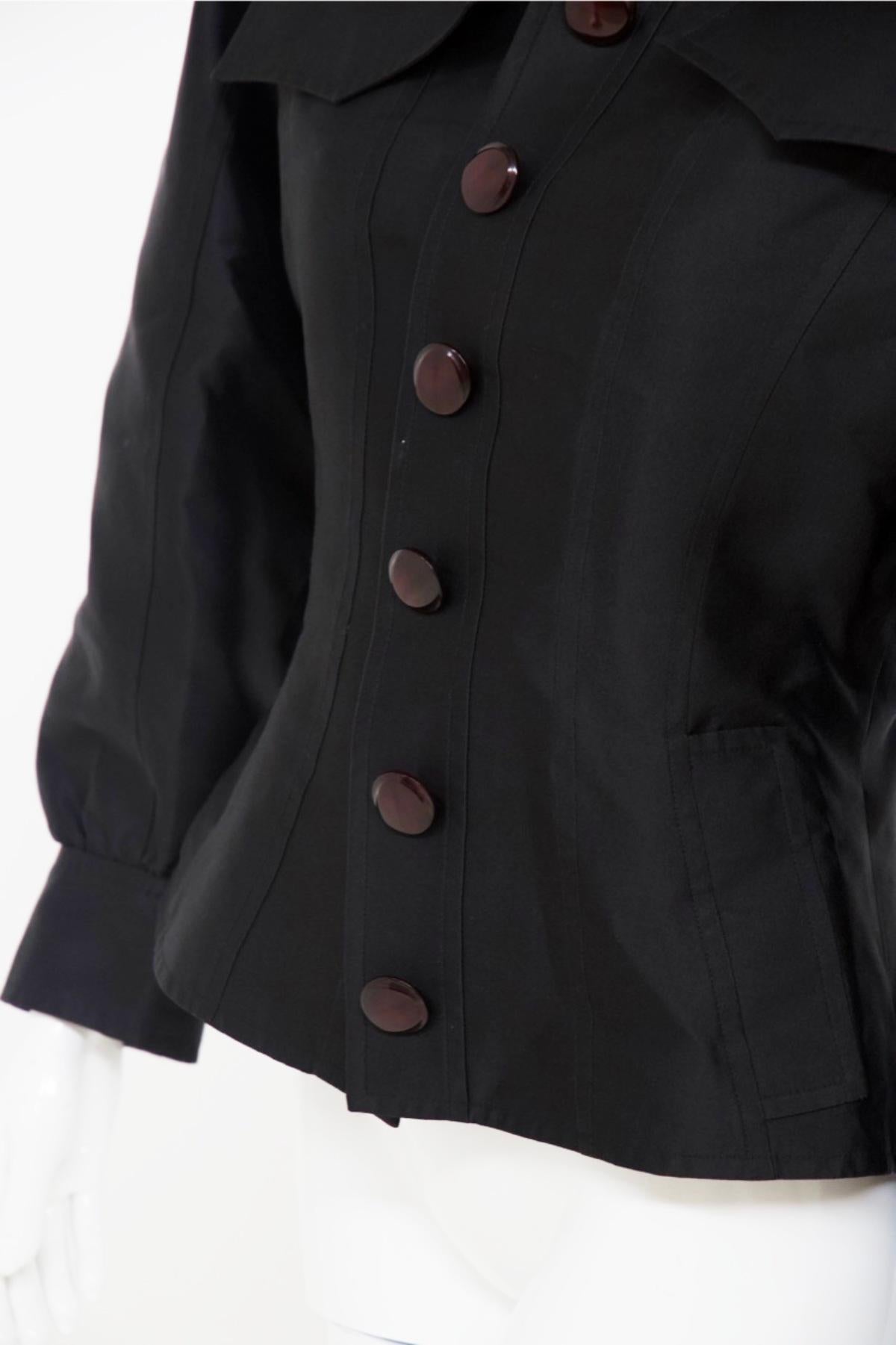 Christian Lacroix Vintage Black Jacket w Shoulder Pads For Sale 7