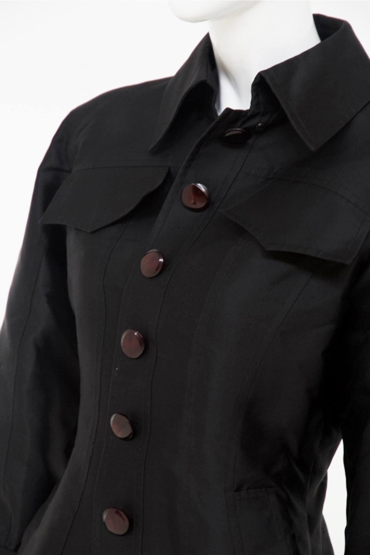 Christian Lacroix Giacca nera vintage con spalline in vendita 9