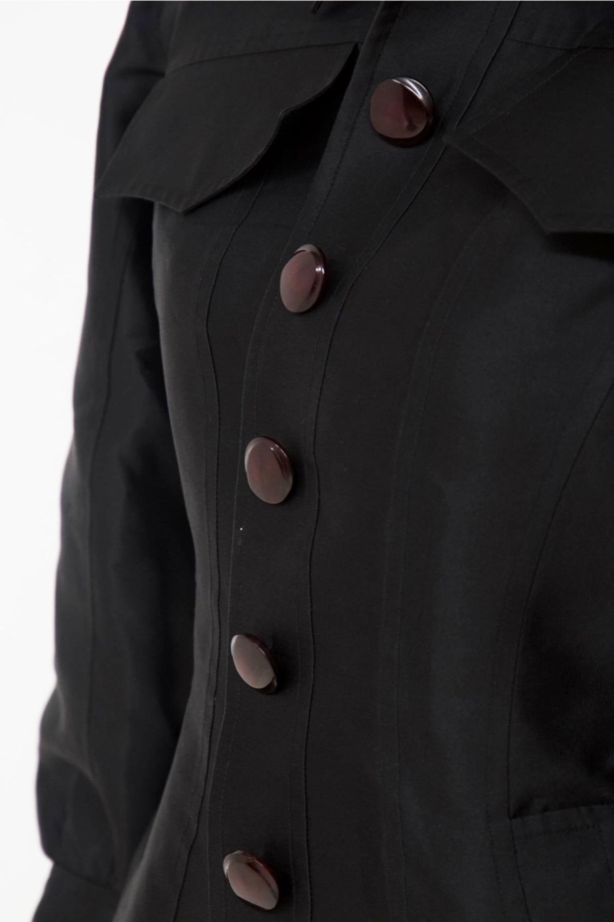 Christian Lacroix Giacca nera vintage con spalline in vendita 1