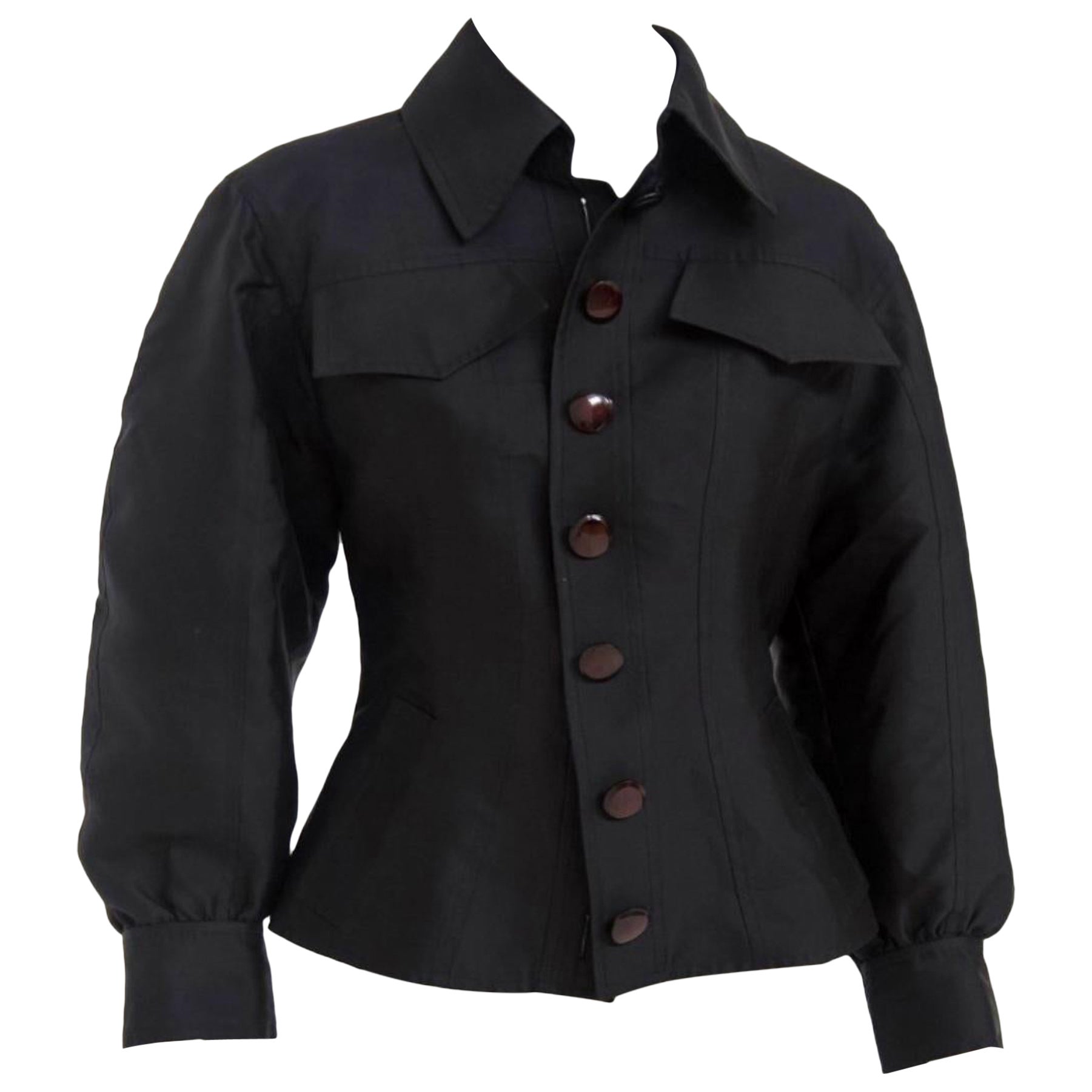 Christian Lacroix Veste noire vintage avec épaulettes