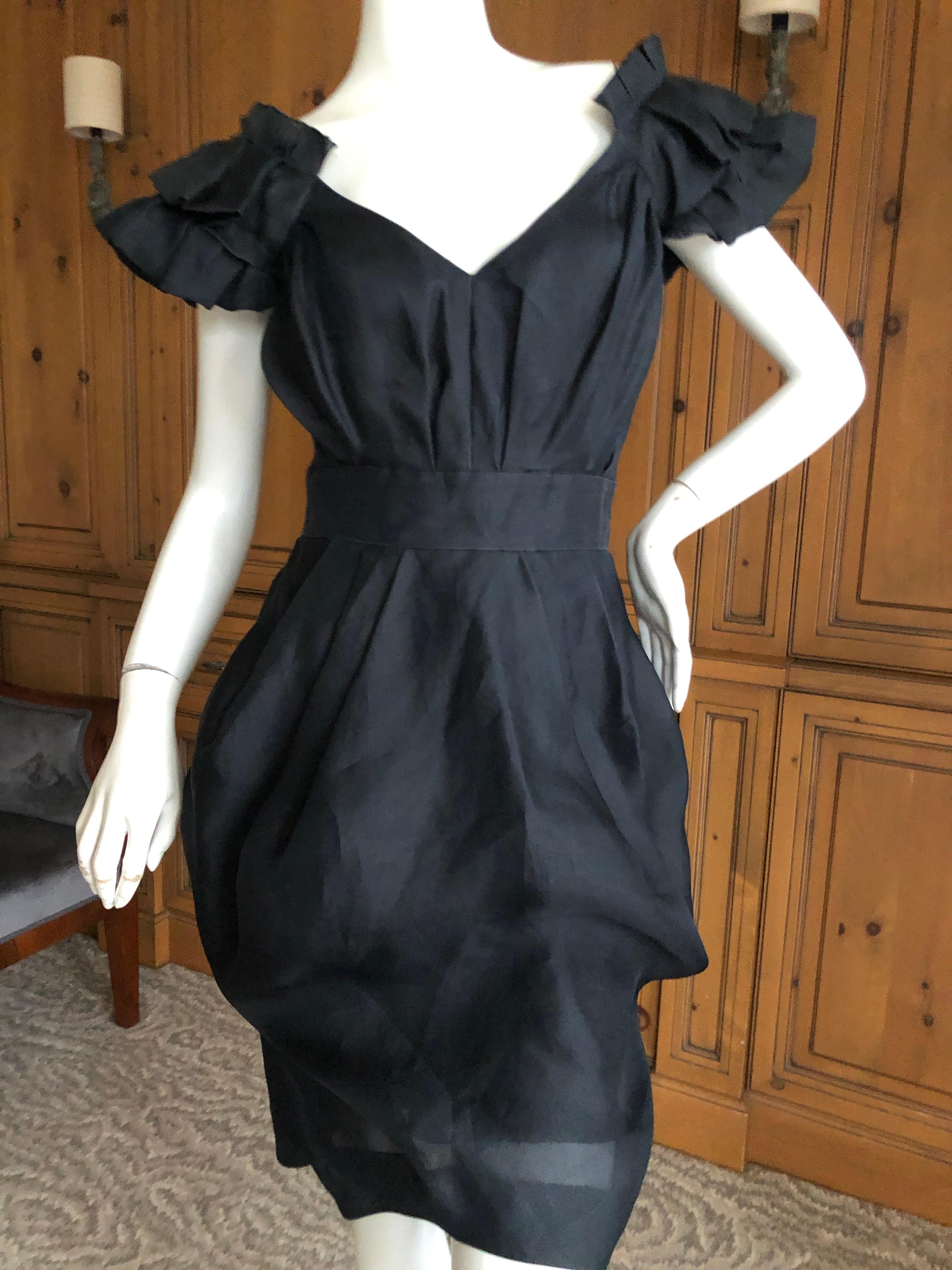 Christian Lacroix Vintage Black Silk Cocktail Dress In Excellent Condition For Sale In Cloverdale, CA