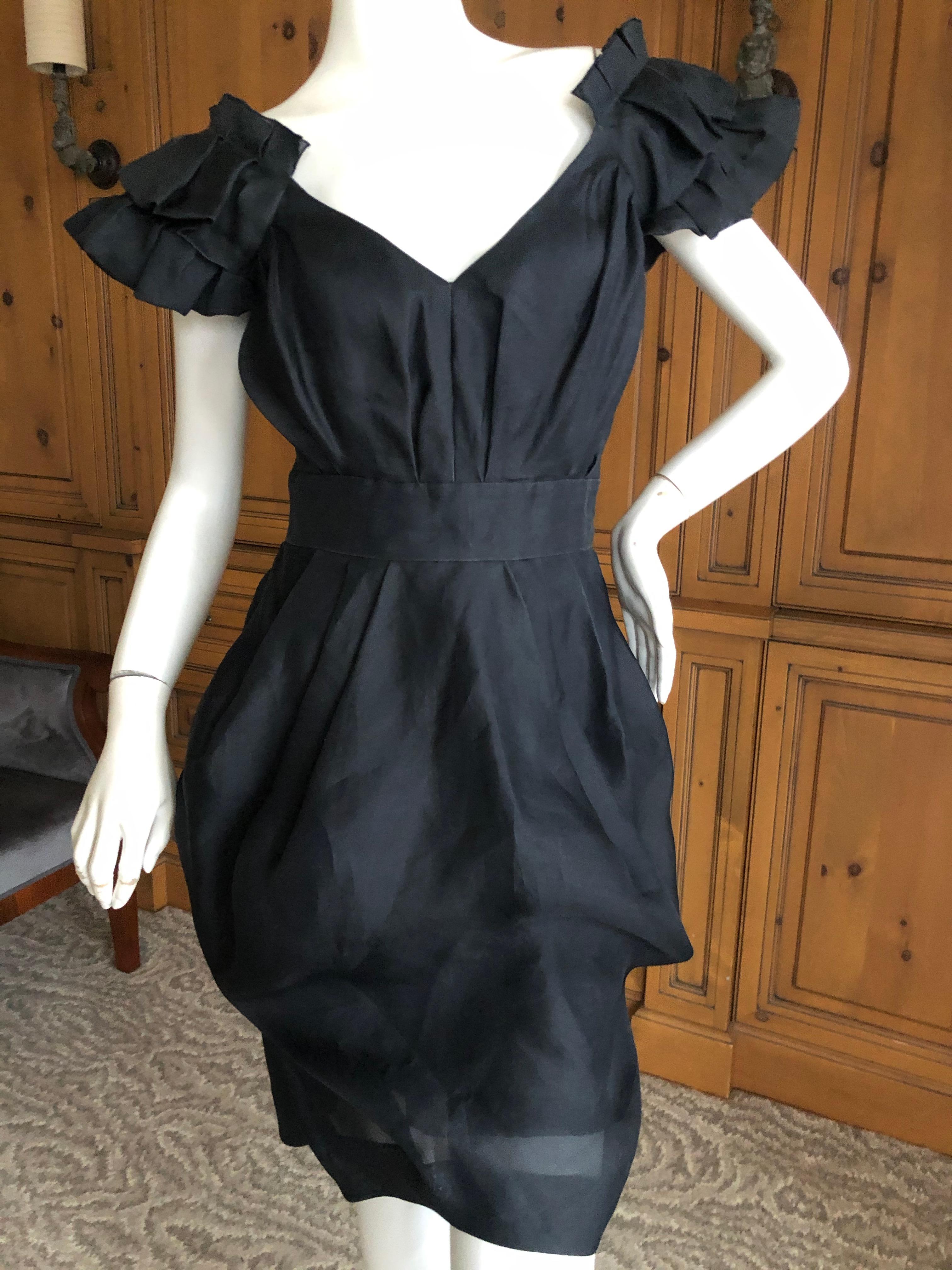 Christian Lacroix Vintage Black Silk Cocktail Dress For Sale 2