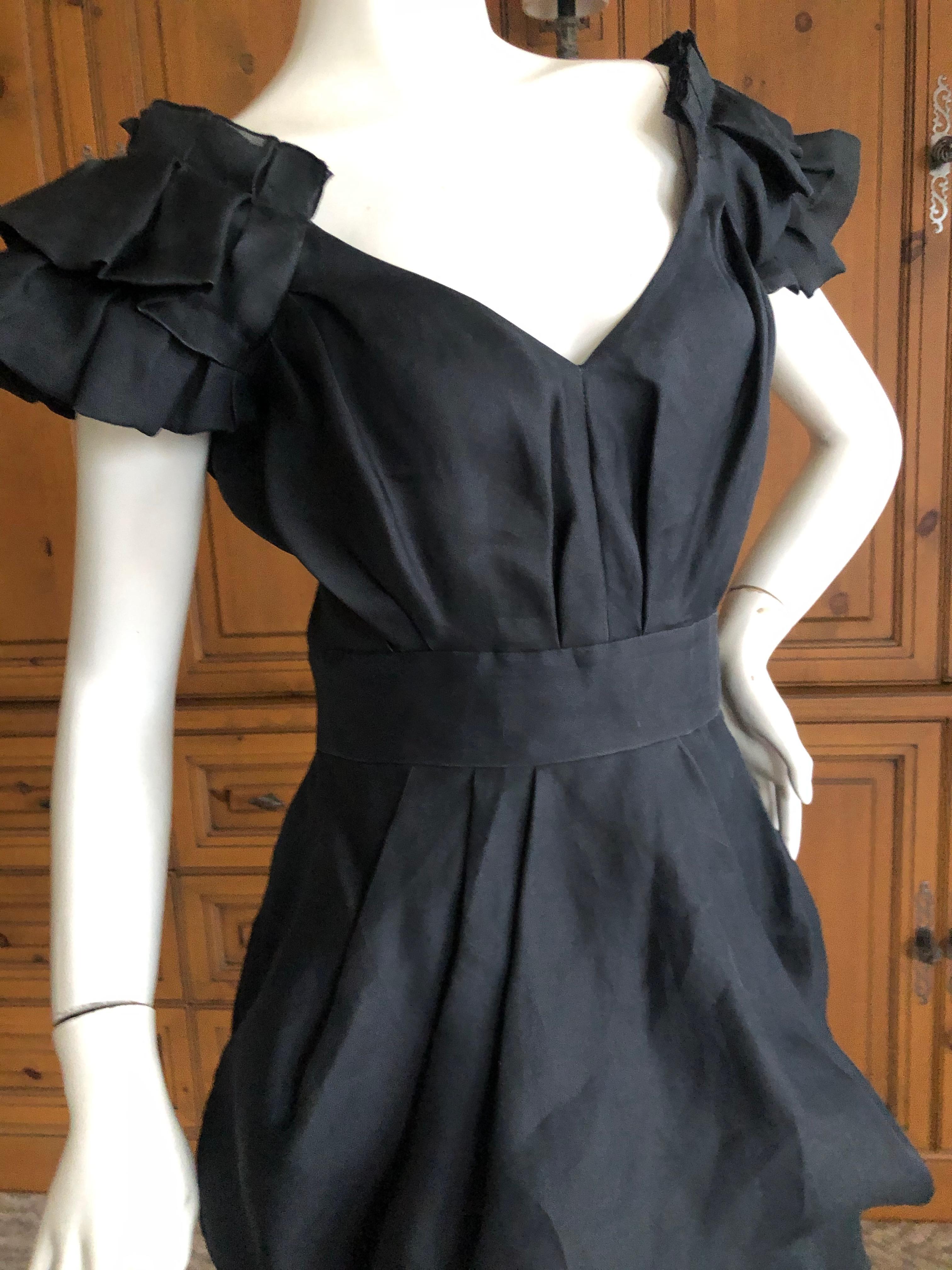 Christian Lacroix Vintage Black Silk Cocktail Dress For Sale 4