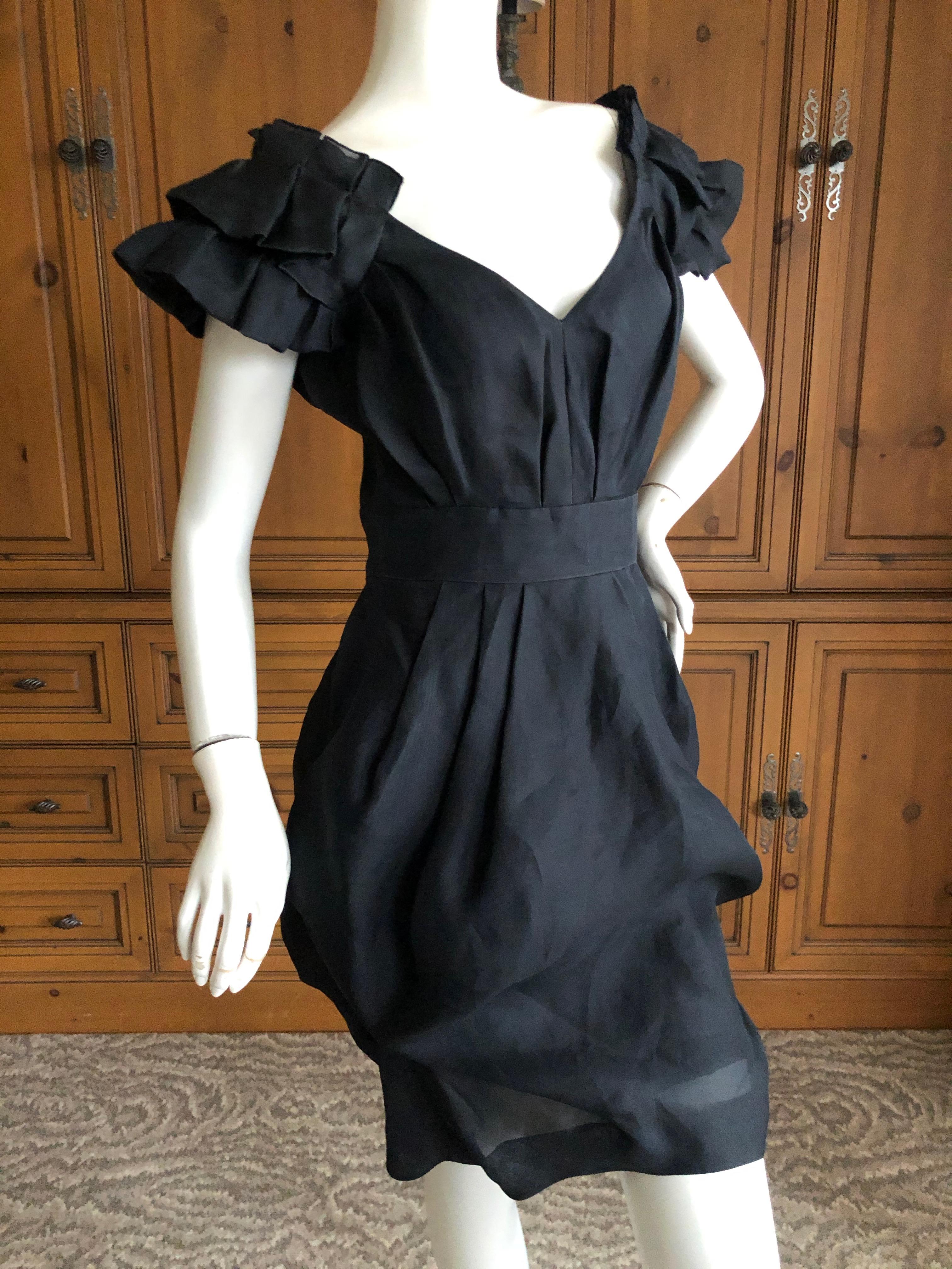 Christian Lacroix Vintage Black Silk Cocktail Dress For Sale 5
