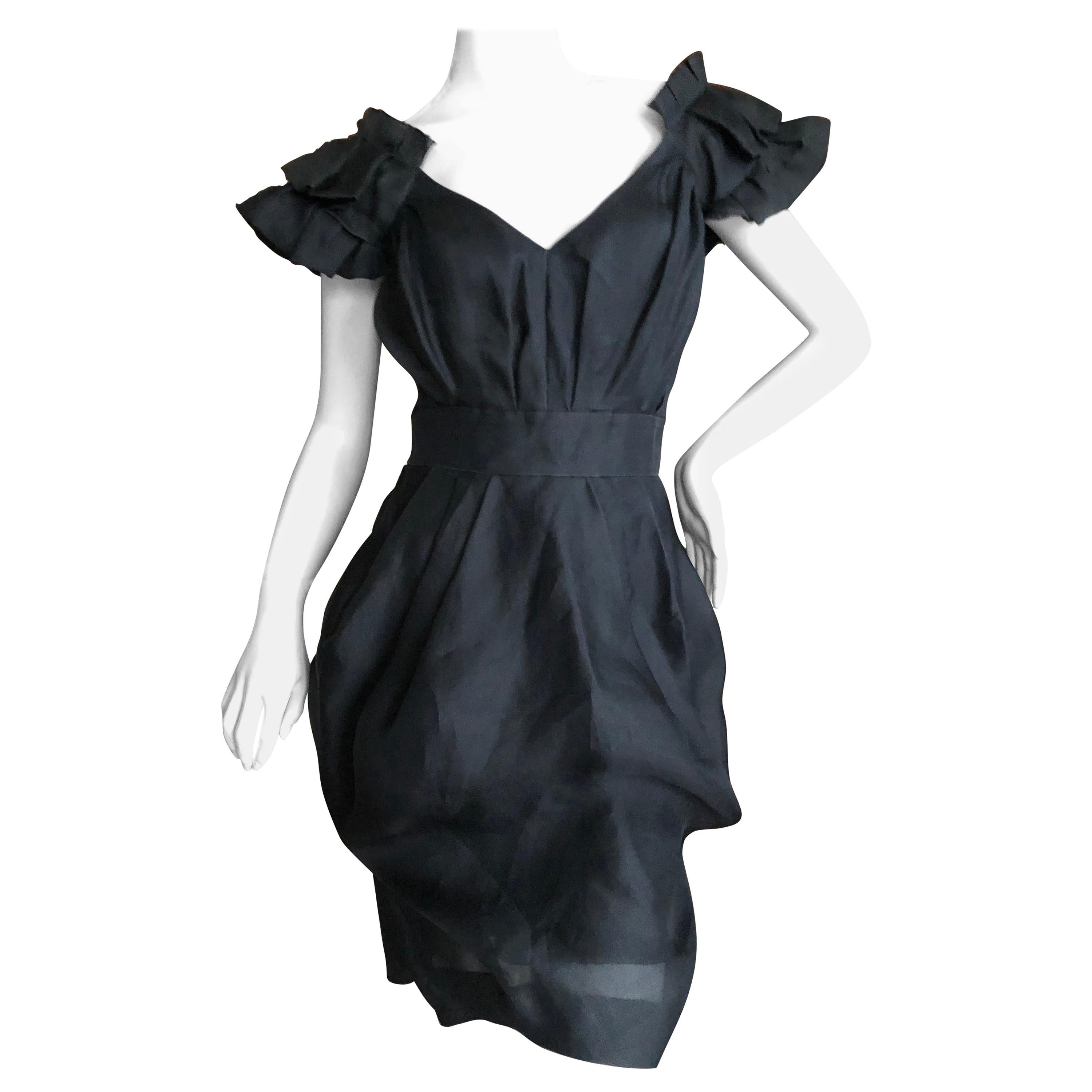 Christian Lacroix Vintage Black Silk Cocktail Dress For Sale