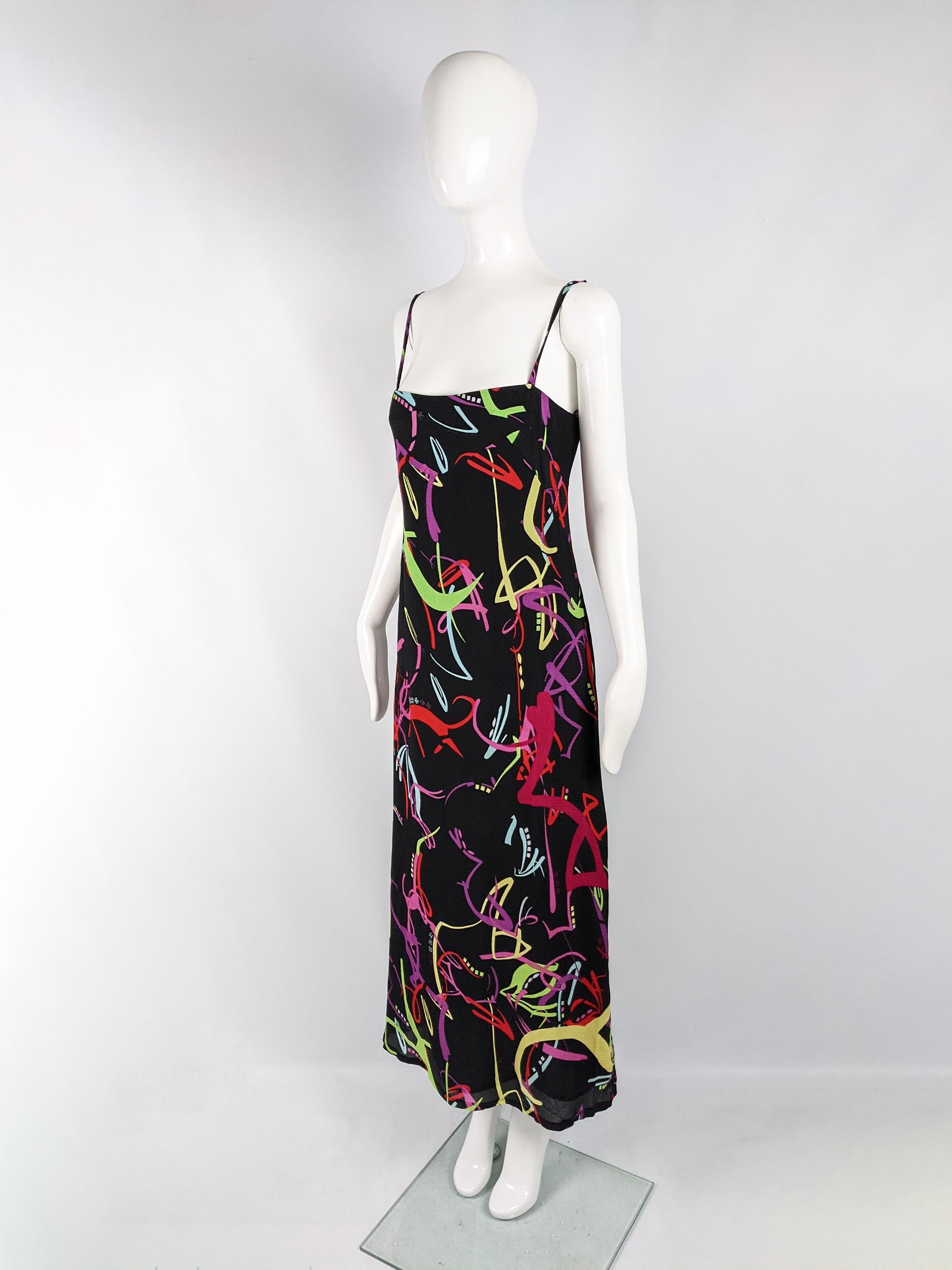 Christian Lacroix Vintage Black Viscose & Silk Evening Gown Slip Dress In Excellent Condition In Doncaster, South Yorkshire