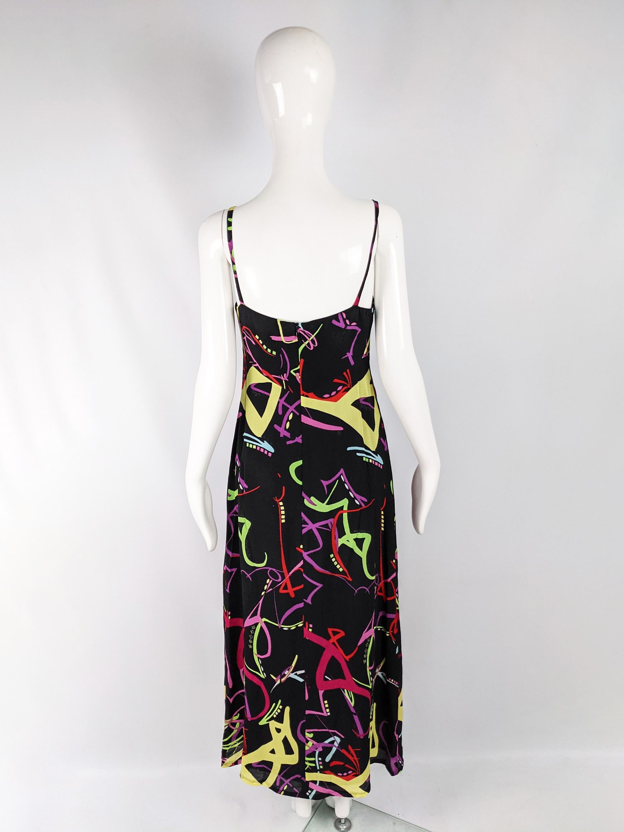 Christian Lacroix Vintage Black Viscose & Silk Evening Gown Slip Dress 1