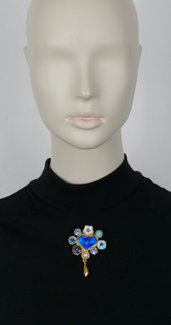 CHRISTIAN LACROIX Vintage Blue Heart Brooch