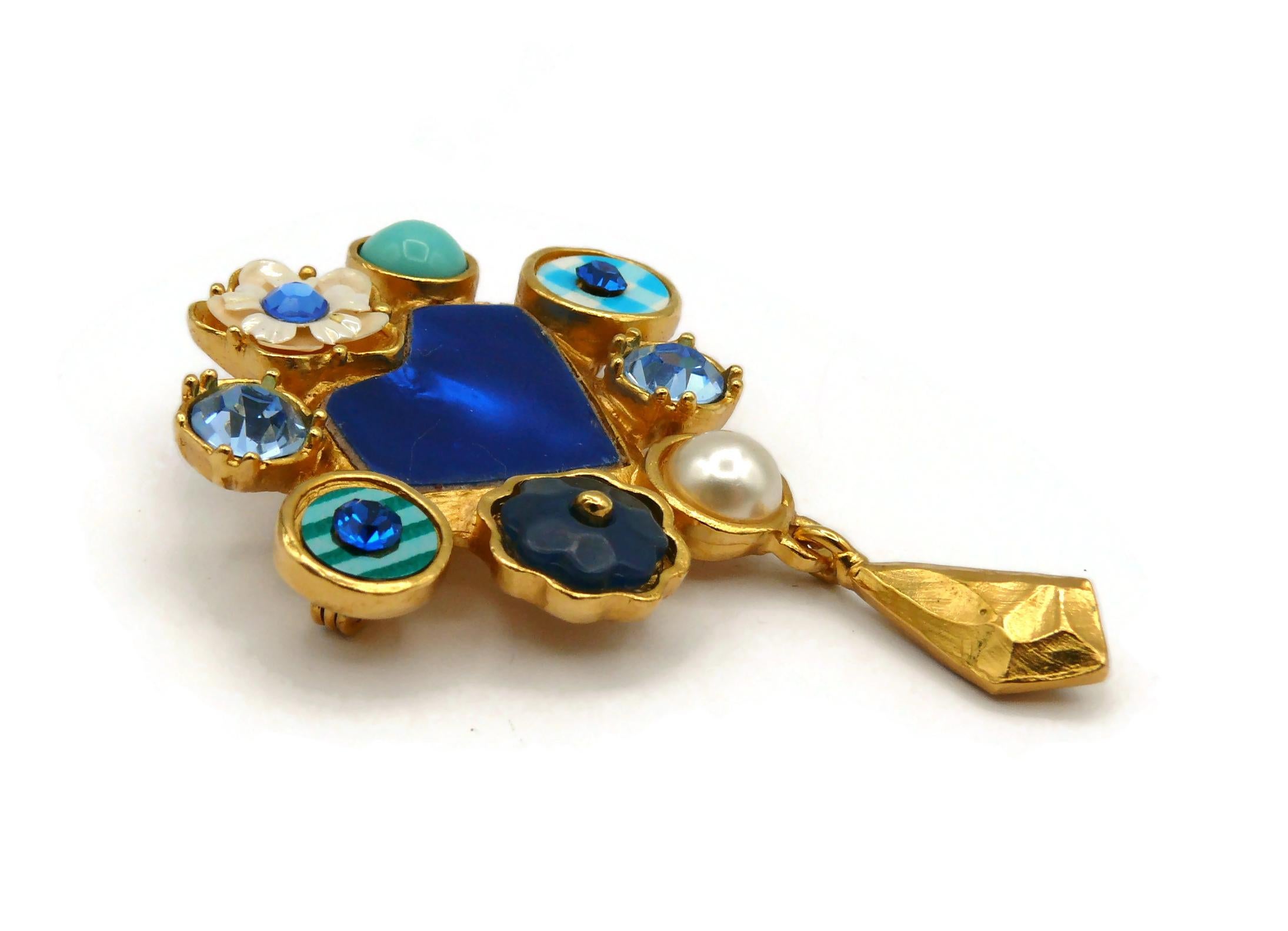 Women's CHRISTIAN LACROIX Vintage Blue Heart Brooch For Sale