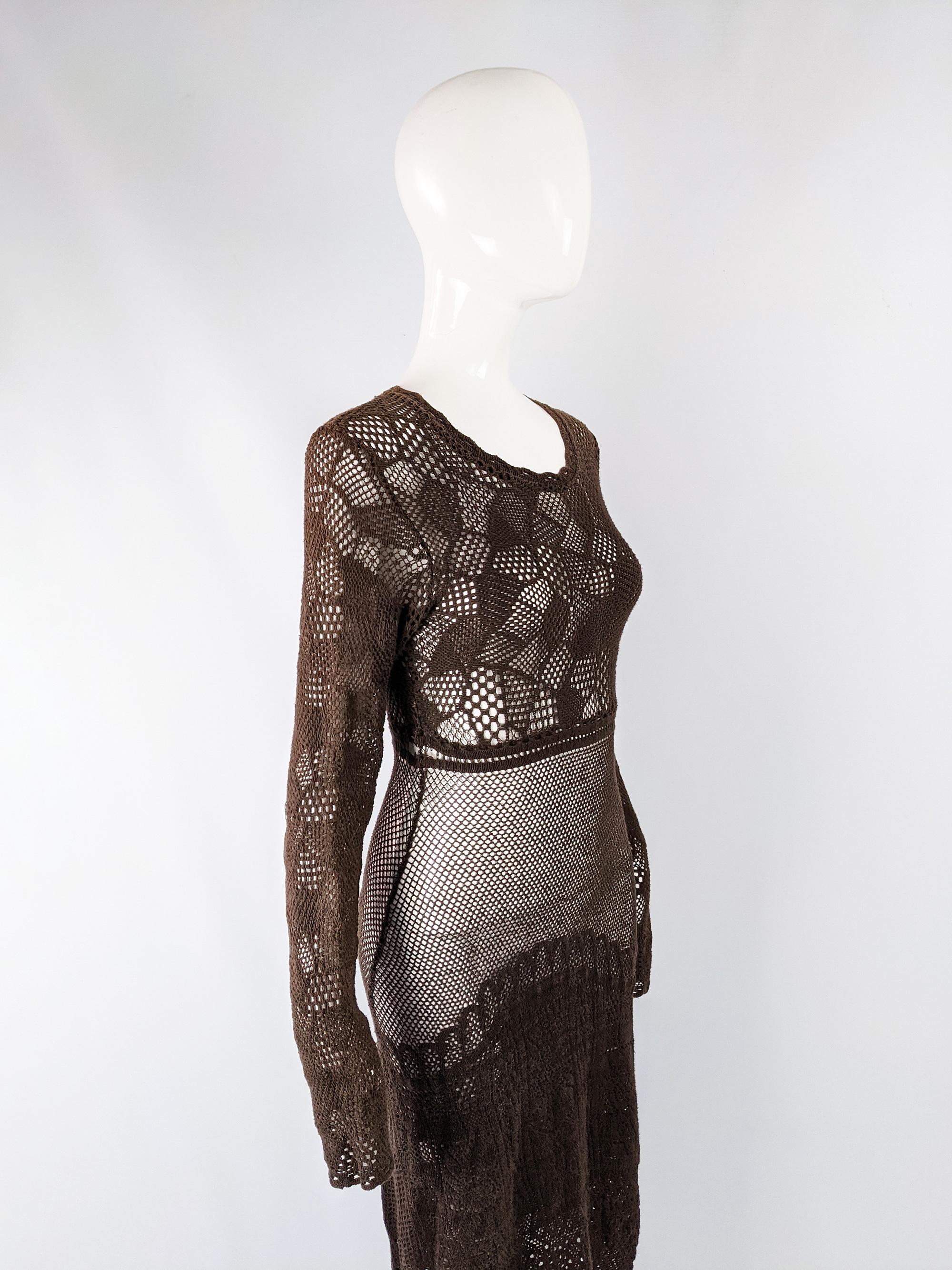 Christian Lacroix Vintage Brown Crochet Dress 1