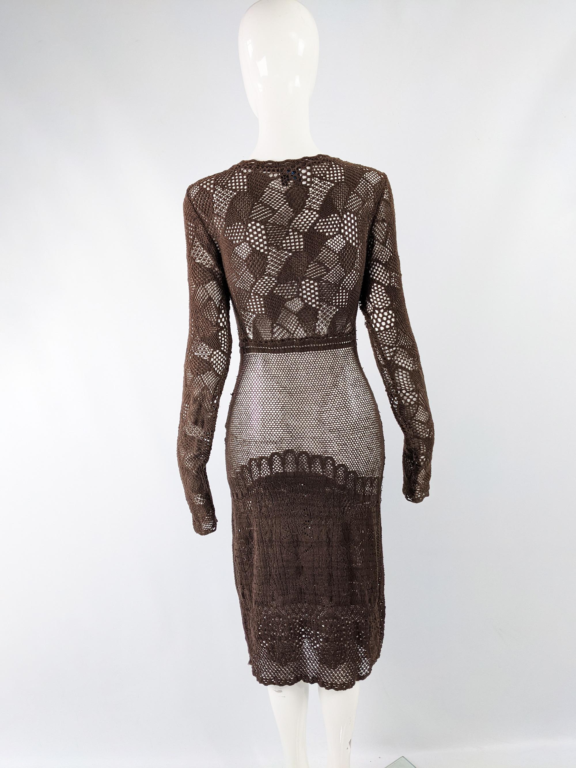 Christian Lacroix Vintage Brown Crochet Dress 2