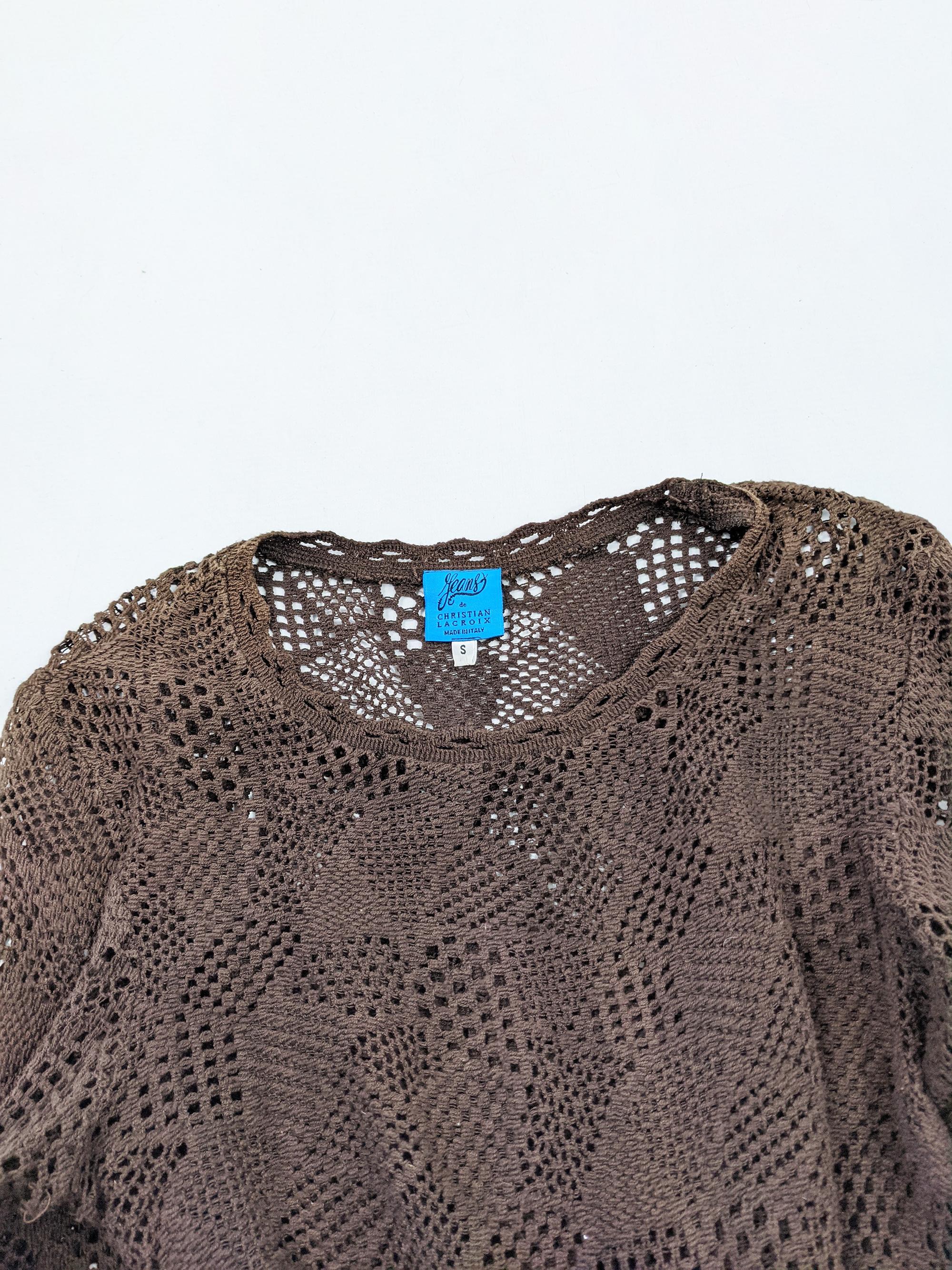 Christian Lacroix Vintage Brown Crochet Dress 3